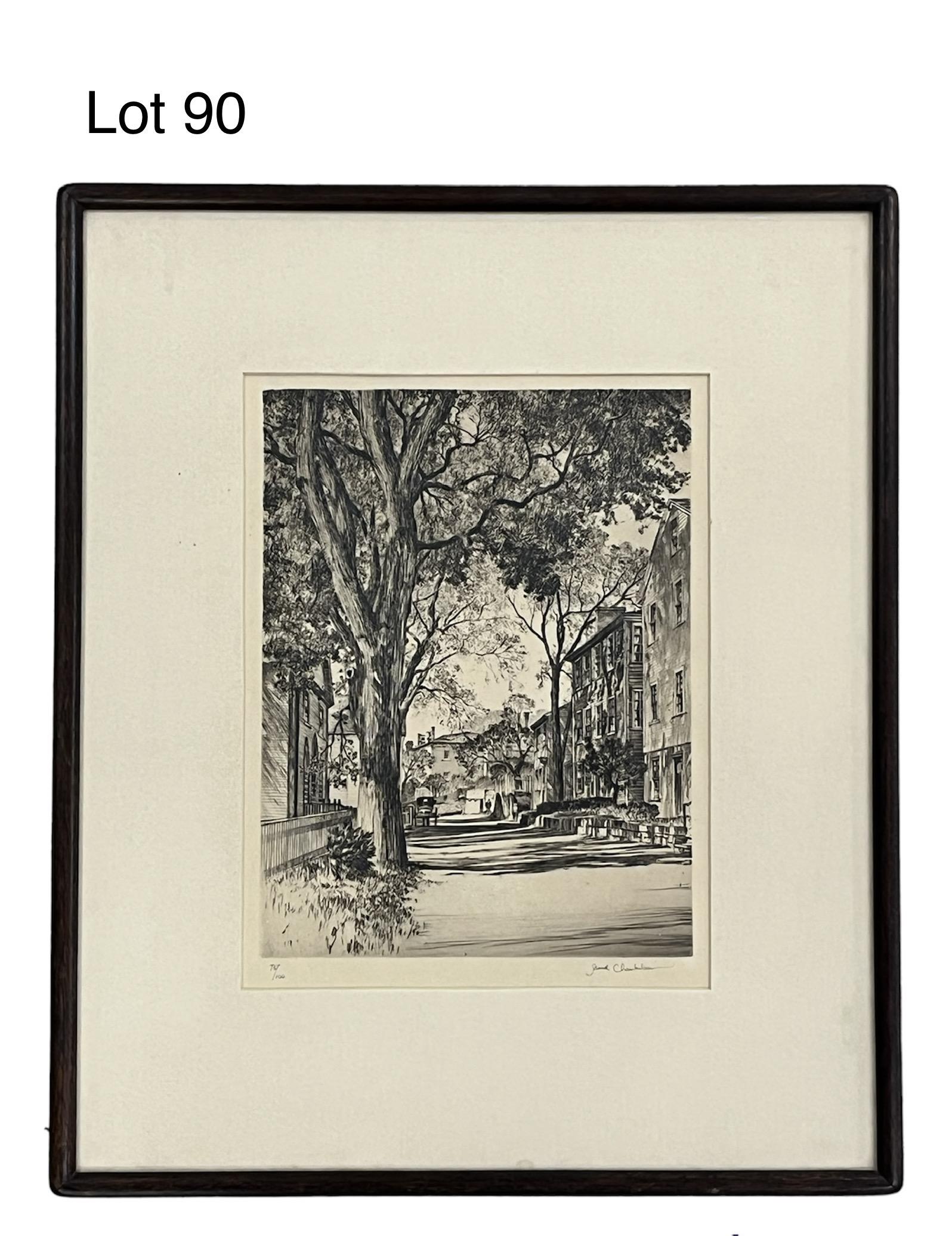 Etching Titled Summer Street, Marblehead by Samuel Chamberlain (1895-1975) (1 of 5)