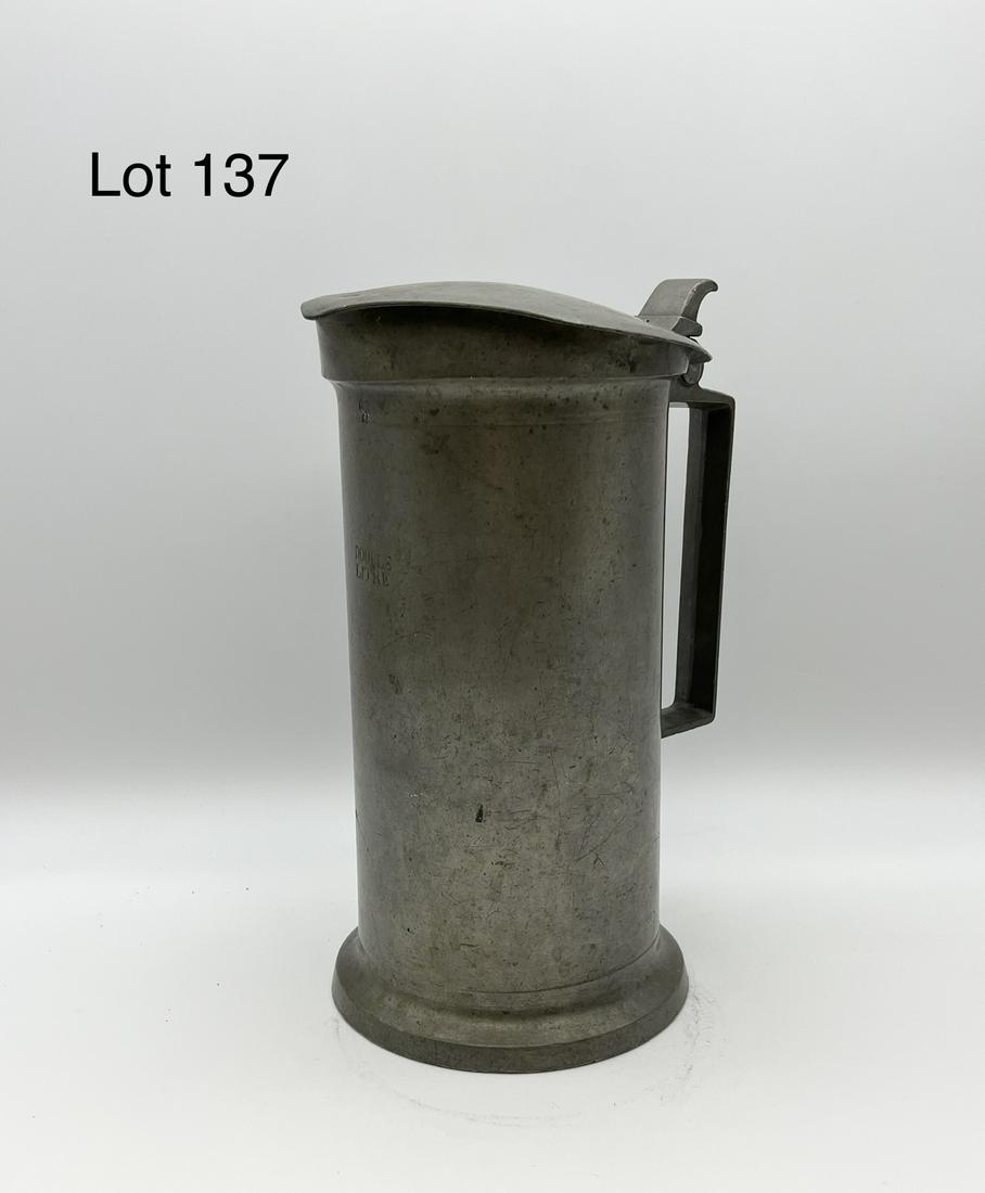 19th Century French Pewter Lidded Pitcher (1 of 11)