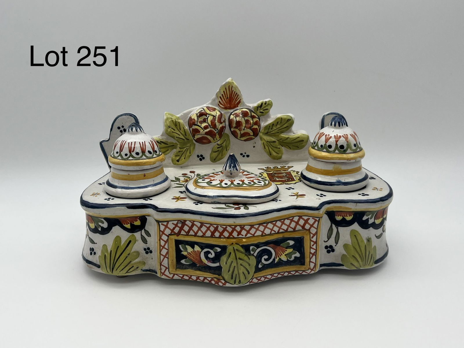 Decorative French Faience Inkwell (1 of 8)