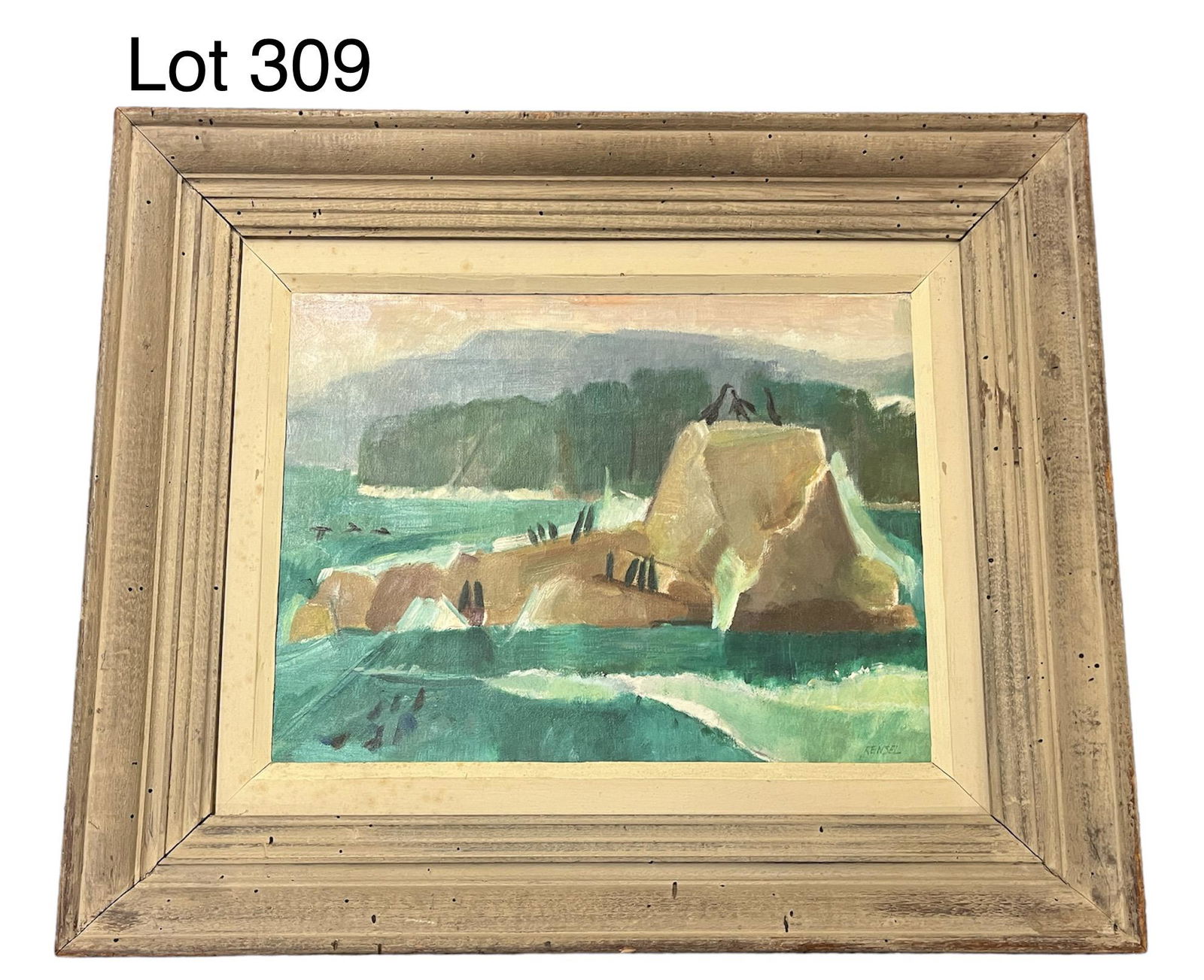 Pastel on Canvas titled Shag Rock by Walter Reinsel (1905-1979) (1 of 7)