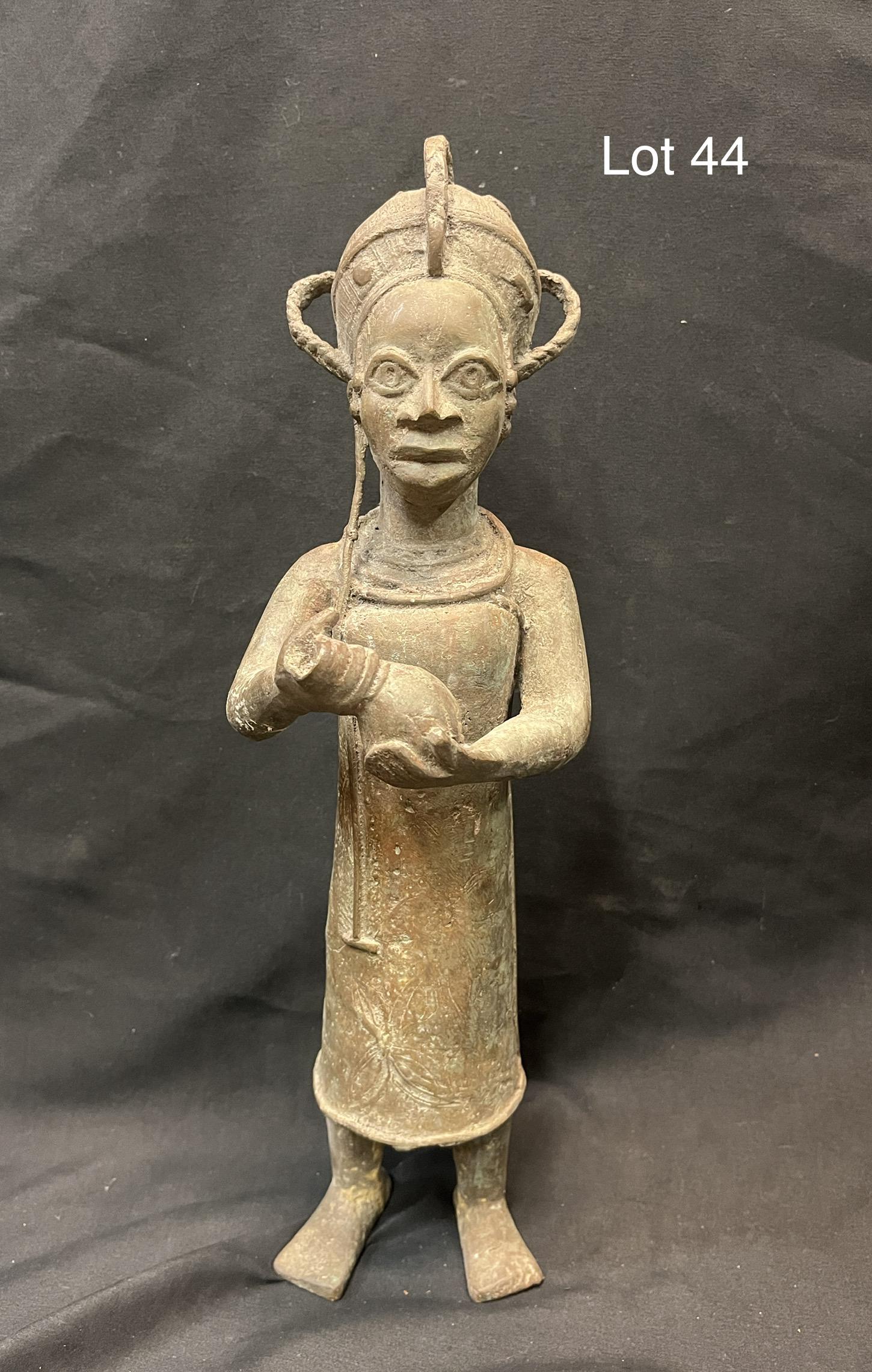 African Brass Female Figure with Crown (1 of 10)