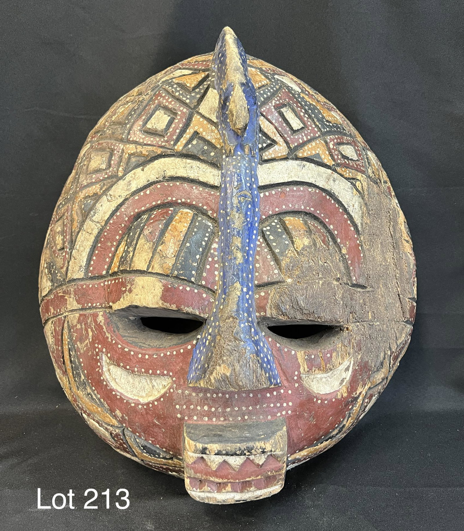 African Carved Wood Mask With Colorful Decoration (1 of 5)