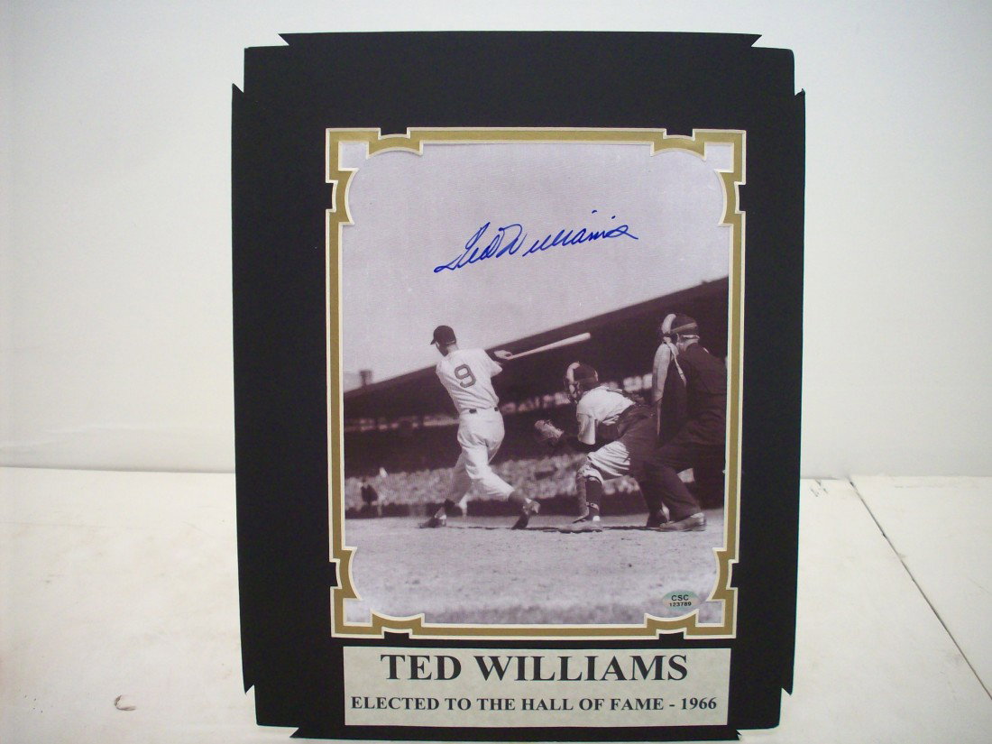 Ted Williams Autograph: Matted black and white photo. Excellent condition, Includes Certificate of Authenticity