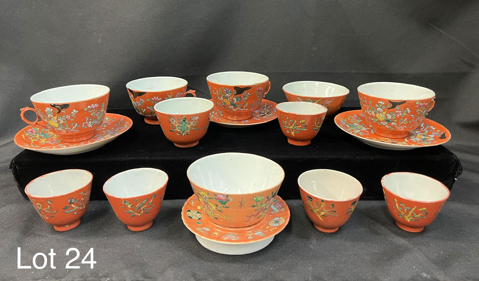 Lot of Mid 20th Century Chinese Porcelain Cups and Saucers (1 of 10)