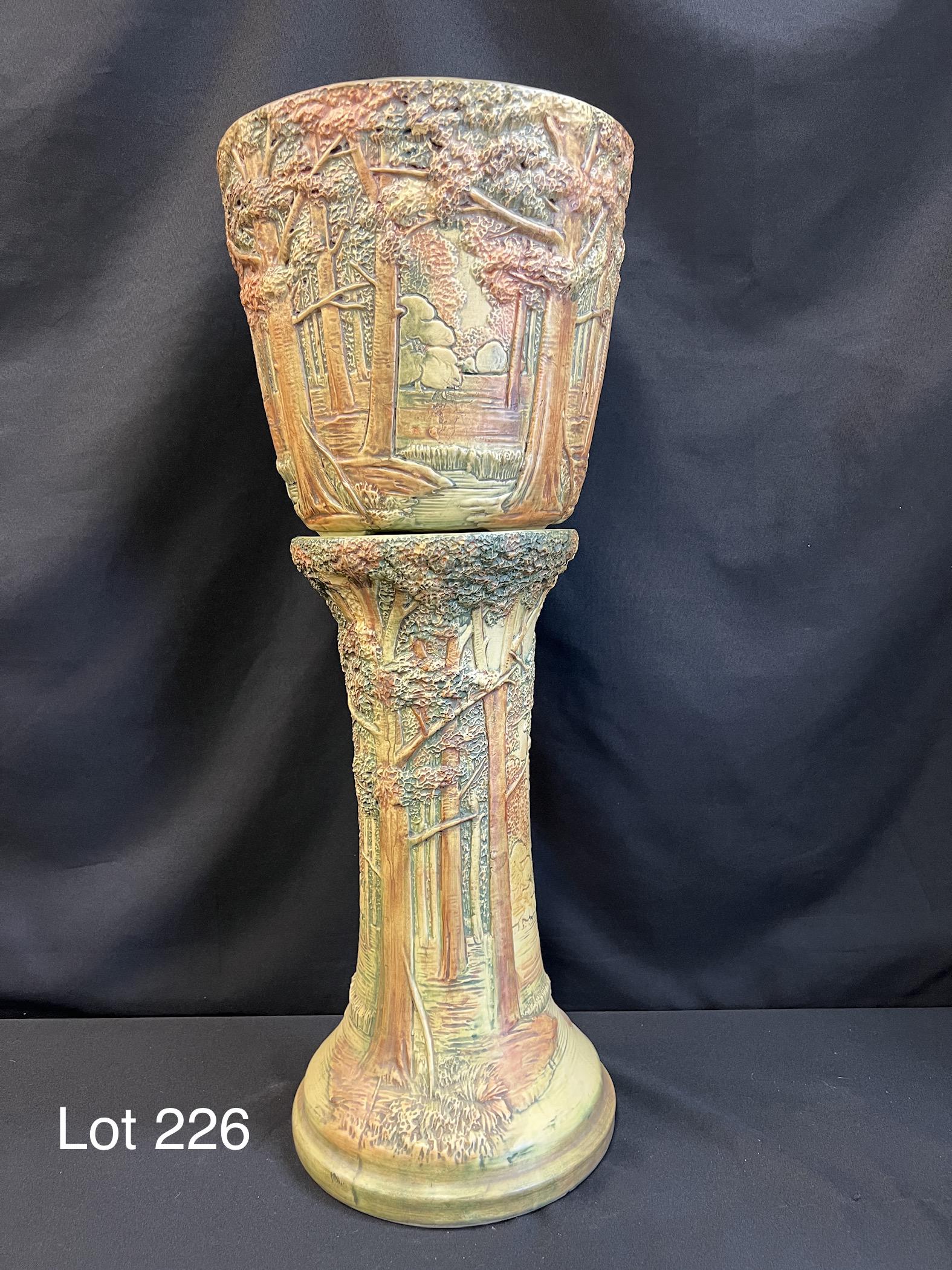 Early 20th Century Weller Pottery Forest Jardiniere and Pedestal (1 of 8)