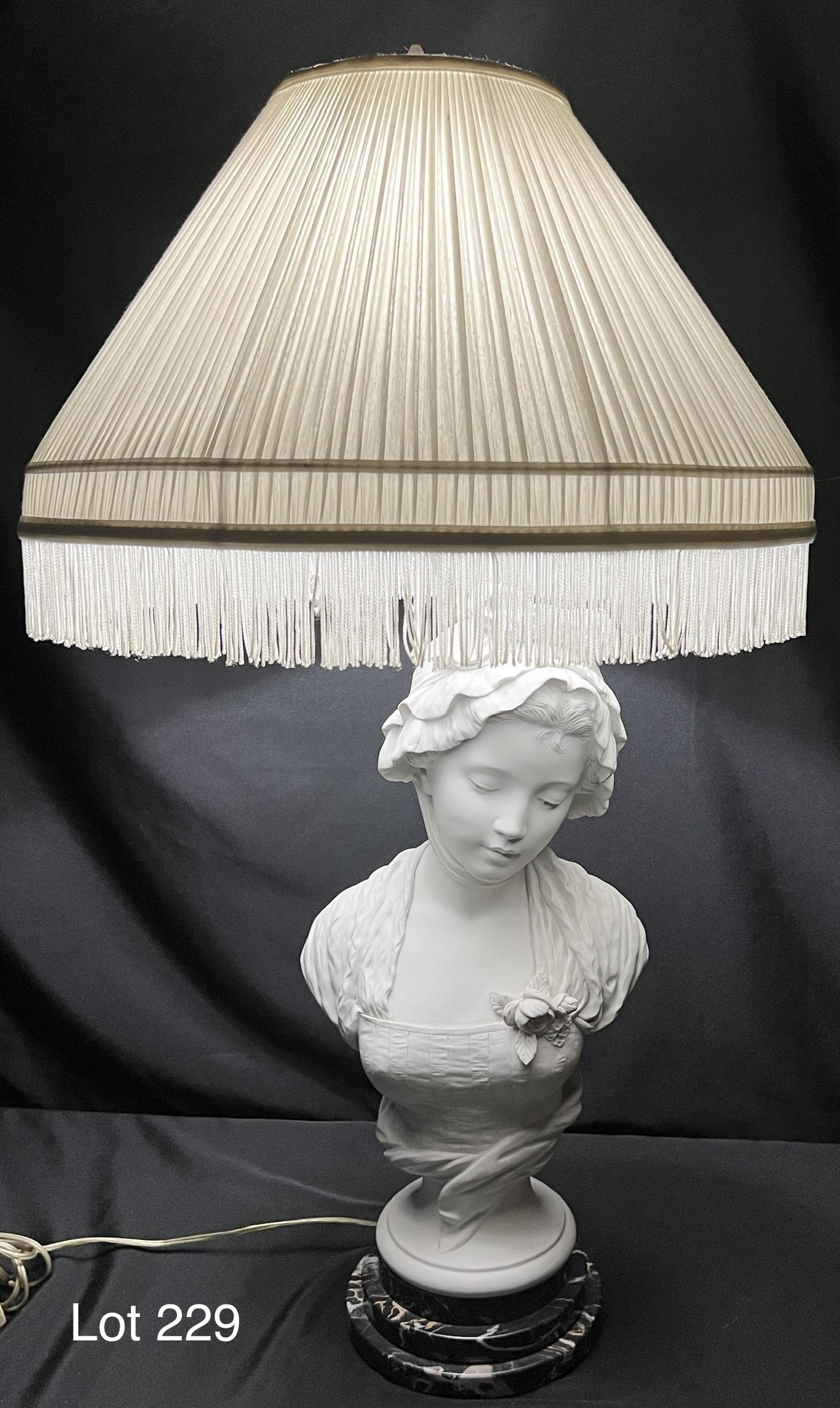 Antique Bisque Porcelain Table Lamp After Moreau (1822-1912) (1 of 7)