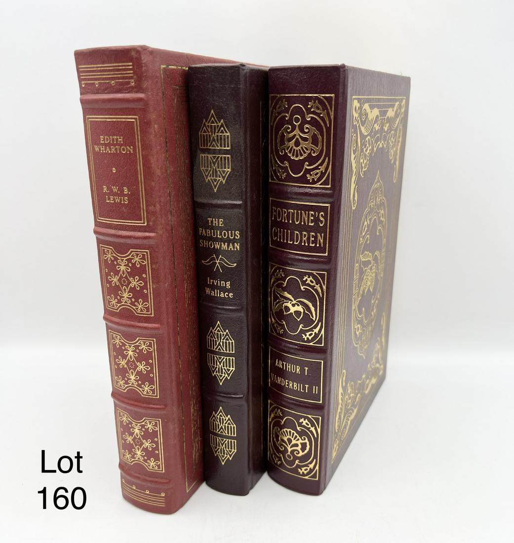 Group of 3 Easton Press, Collectors Editions Related To Famous People.: 1) 1993 edition of "Fortunes Children" by Arthur T. Vanderbilt 111 2) 1986 edition of "Edith Wharton" by R.W.B. Lewis 3) 1990 edition of "The Fabulous Showman" by Irving Wallace. Volumes are in excell