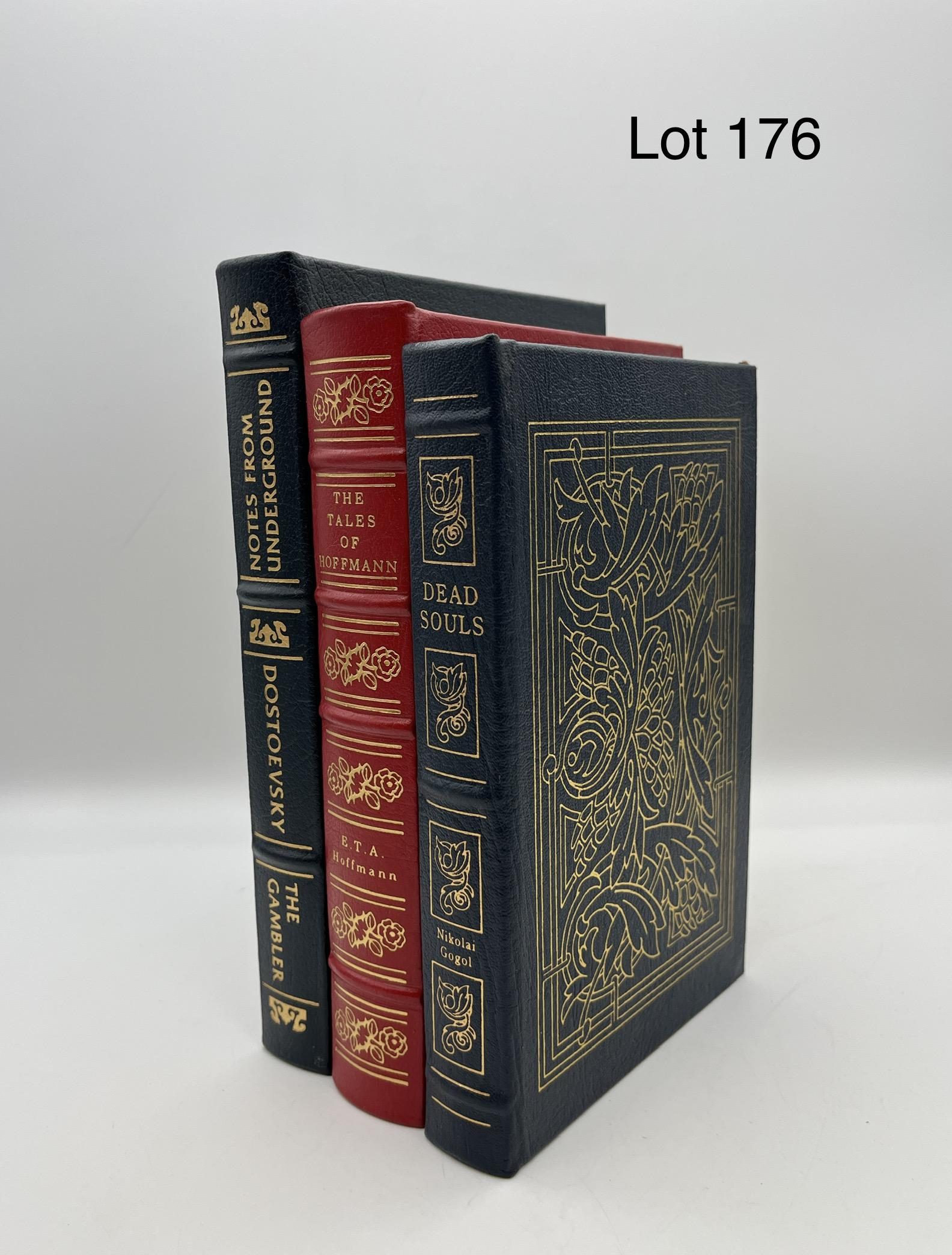 Trio of Easton Press Fiction Books: A trio of Easton Press fiction books by classic authors. Lot includes: The Tales of Hoffman by E. T. A. Hoffman, Dead Souls by Nikolai Gogol, and The Gambler - Notes From Underground by Fyodor Dostoev