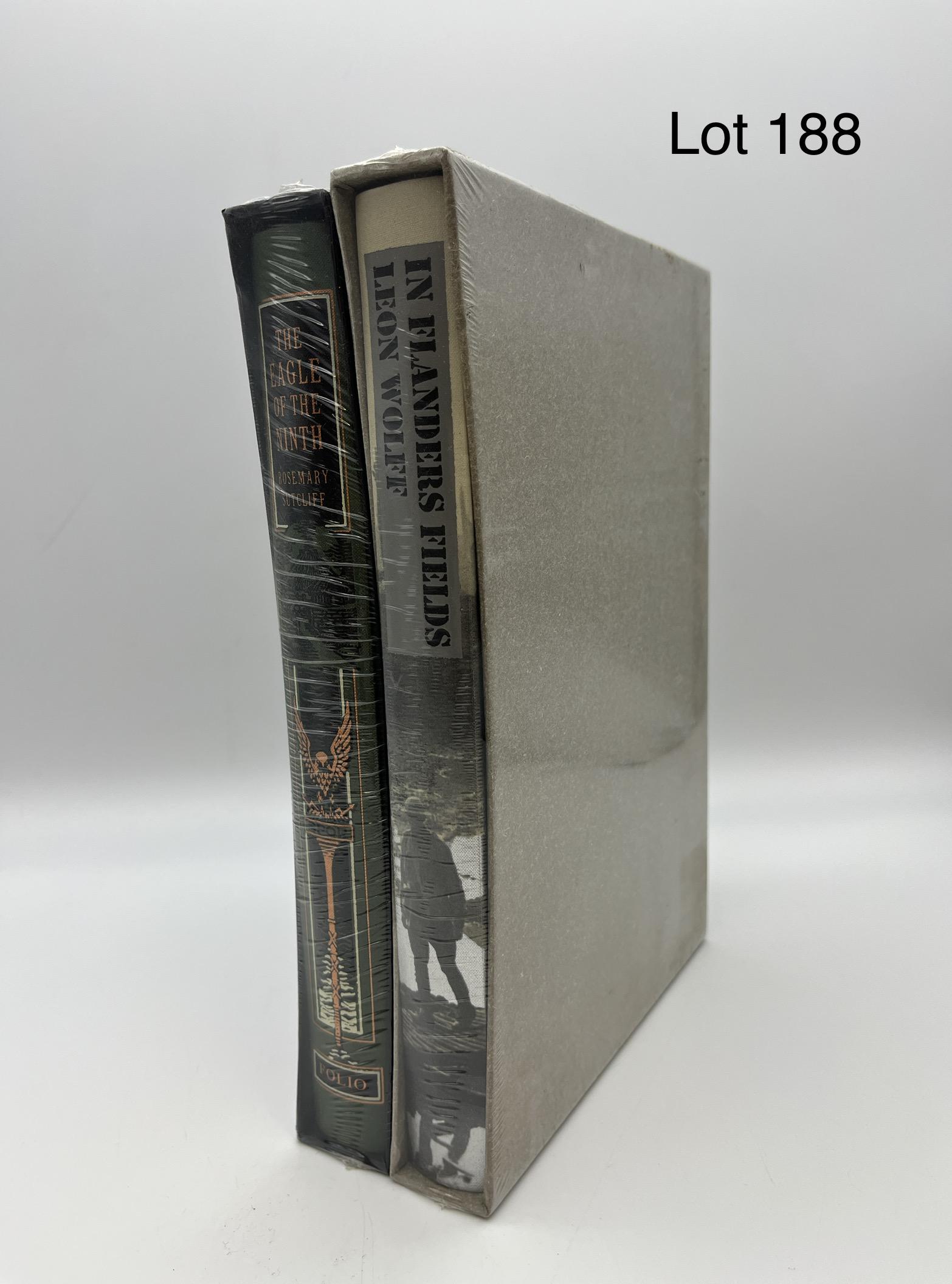 Pair of Folio Society Books: A pair of 20th c. books published by The Folio Society, near mint in slip case with original shrink wrap. Lot includes In Flanders Fields: The 1917 Campaign by Leon Wolff and The Eagle of the Ninth by