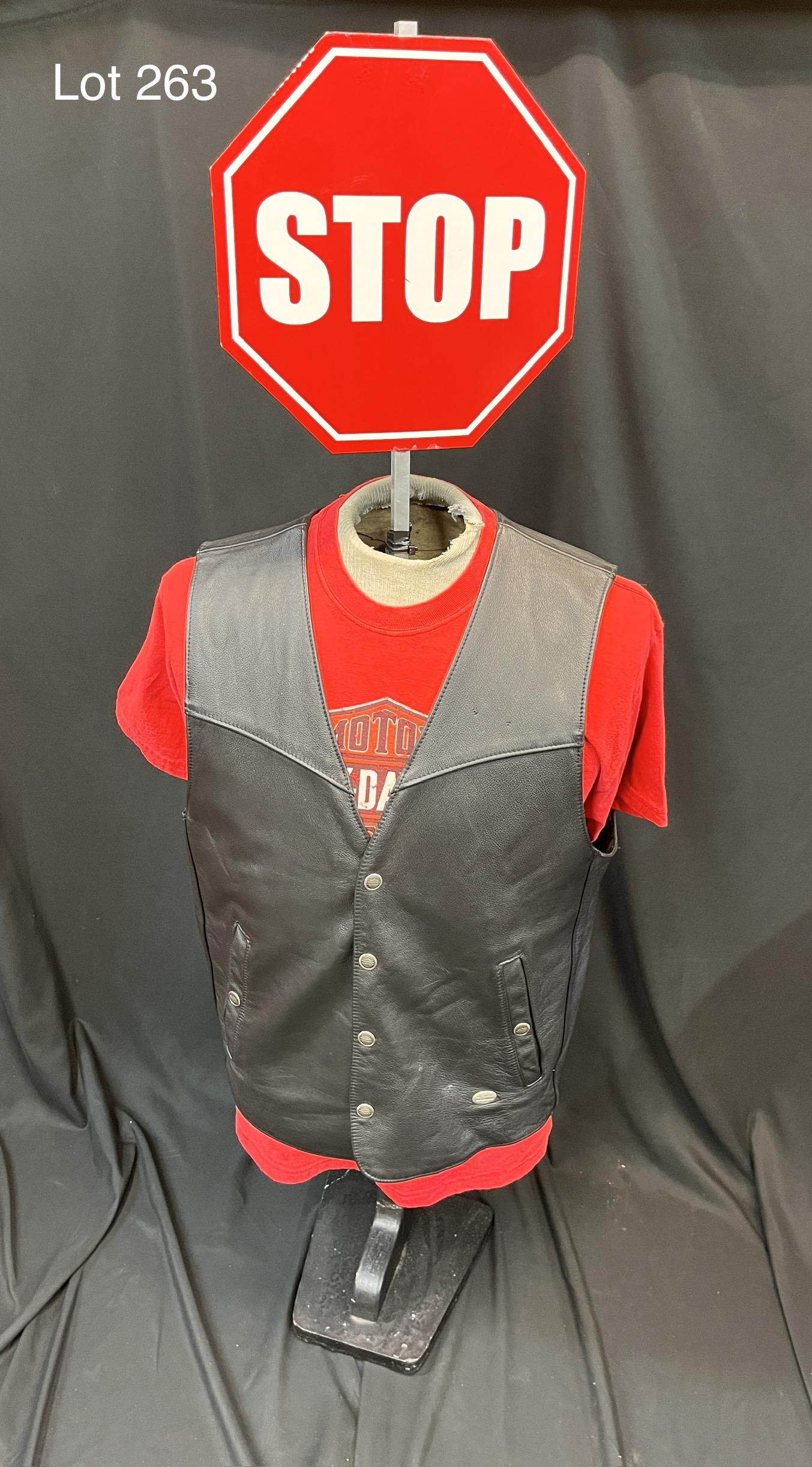 Harley-Davidson T-Shirt and Leather Vest on Mannequin Torso (1 of 11)