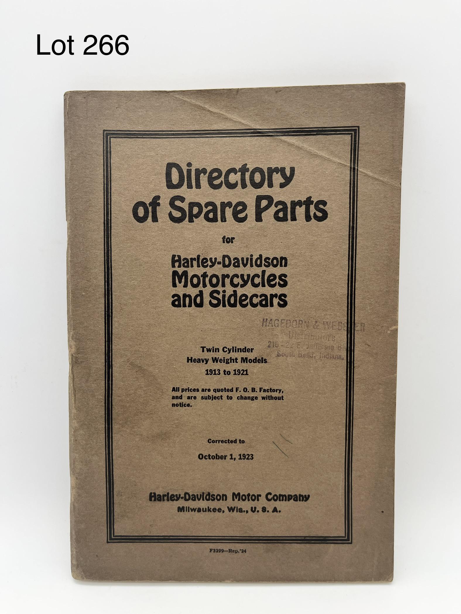 Original 1923 Harley-Davidson Directory of Spare Parts (1 of 9)