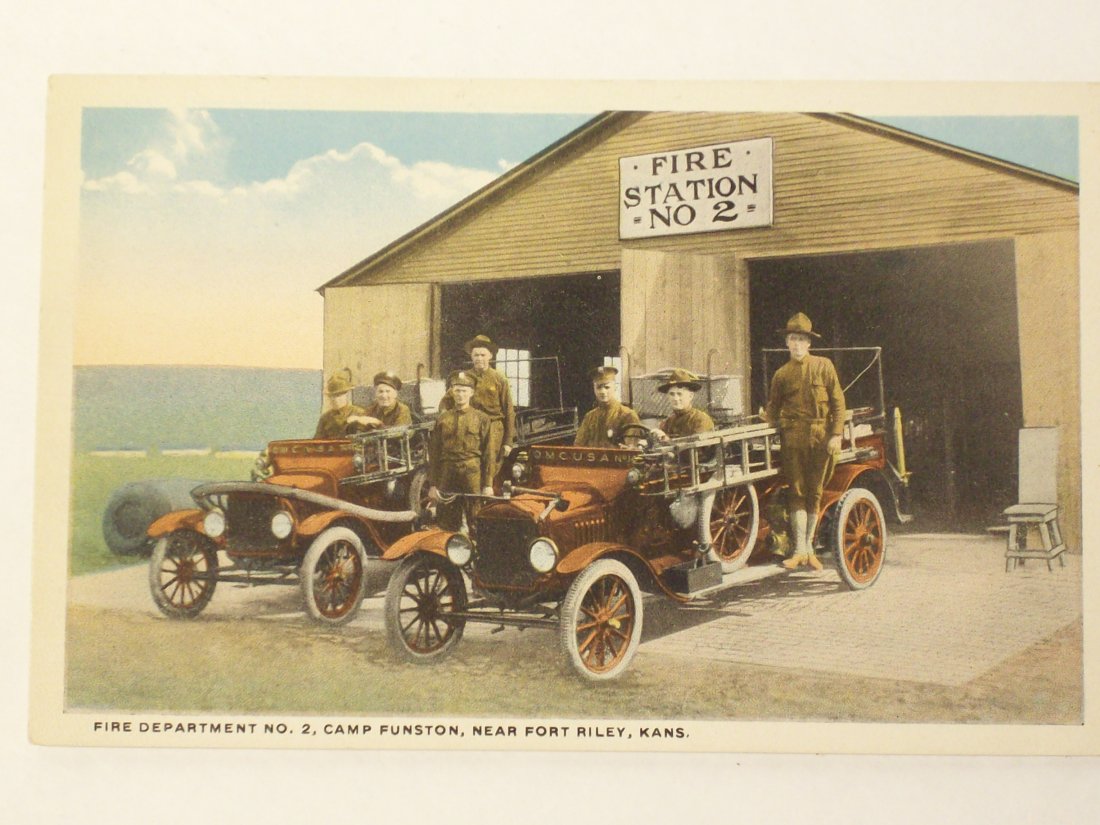 Postcard 'Fire Dept. (Kansas)': Postcard, 'Fire Department No. 2, Camp Funston, Near Fort Riley, Kansas.' Unused