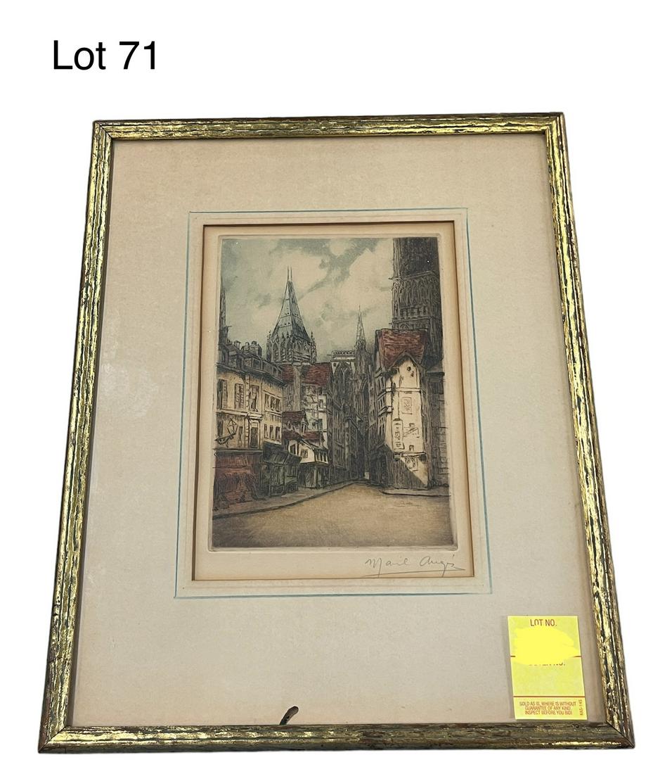 Antique French Aquatint by Marcel Augis (20th c.) (1 of 6)