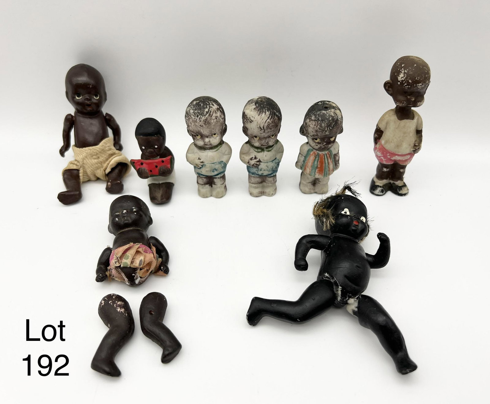 Collection of Early 20th Century Black Americana Mini Dolls Including Bisque Porcelain (1 of 11)