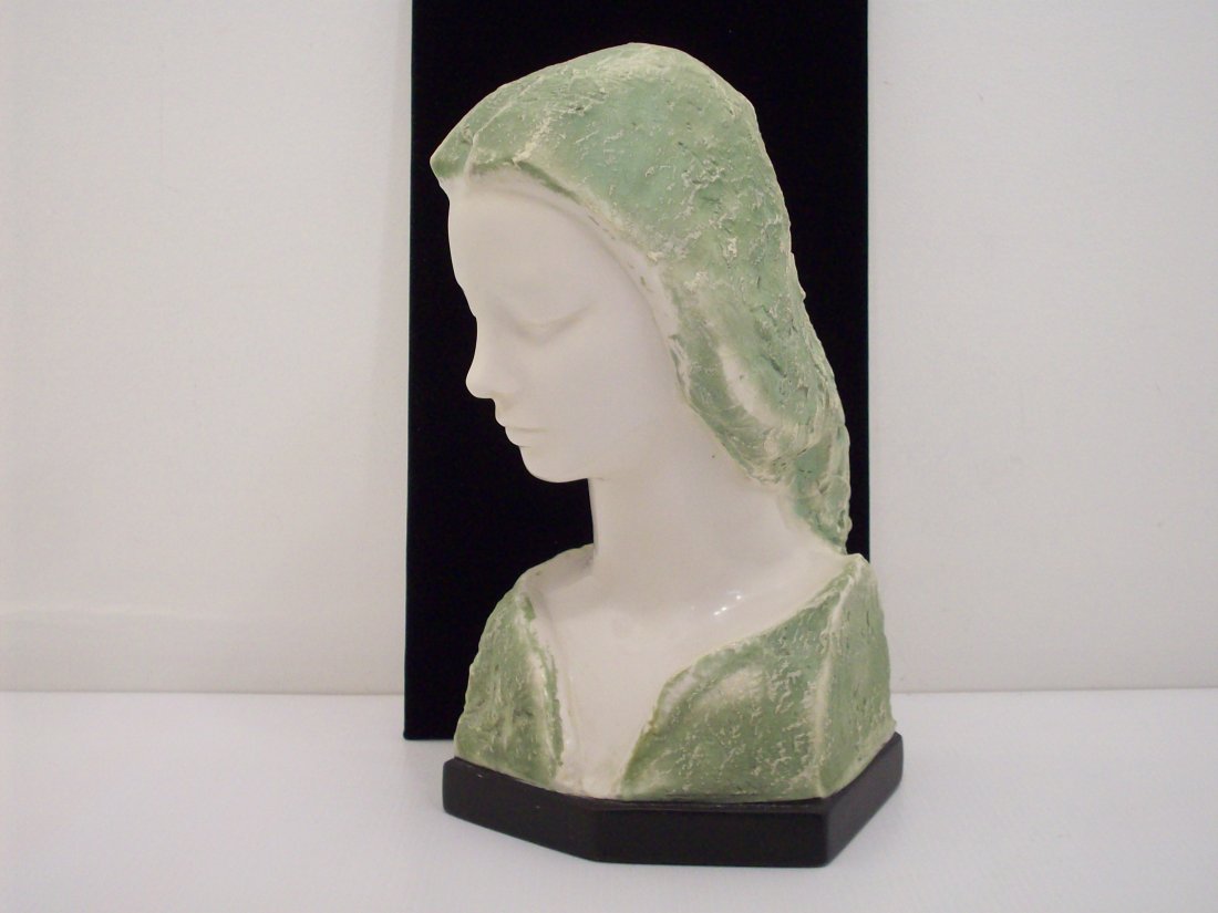 Glinsky Sculpture 'Face of Love': 10 1/2" tall X 5 1/2" wide X 7" deep, stone and marble sculpture by Russian Vincent Glinsky, circa 1950-1960's, marked on reverse, excellent condition
