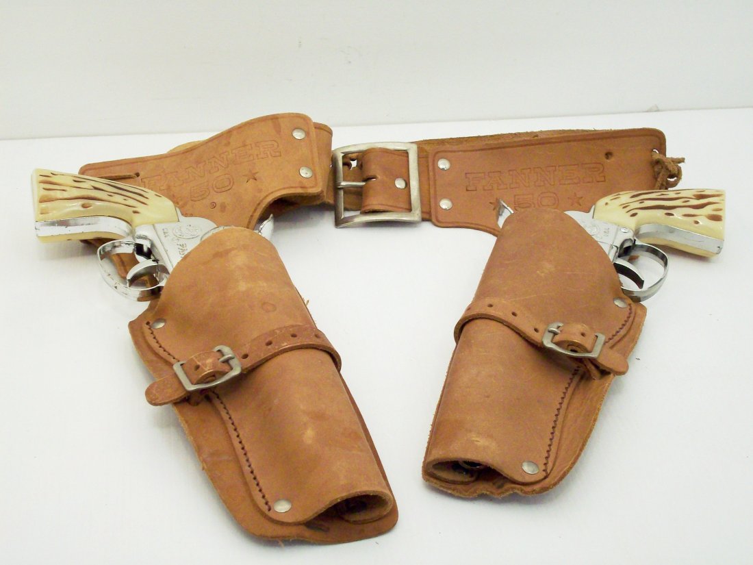 Mattel Fanner 50 Toy Cap Guns with Double Holster Set