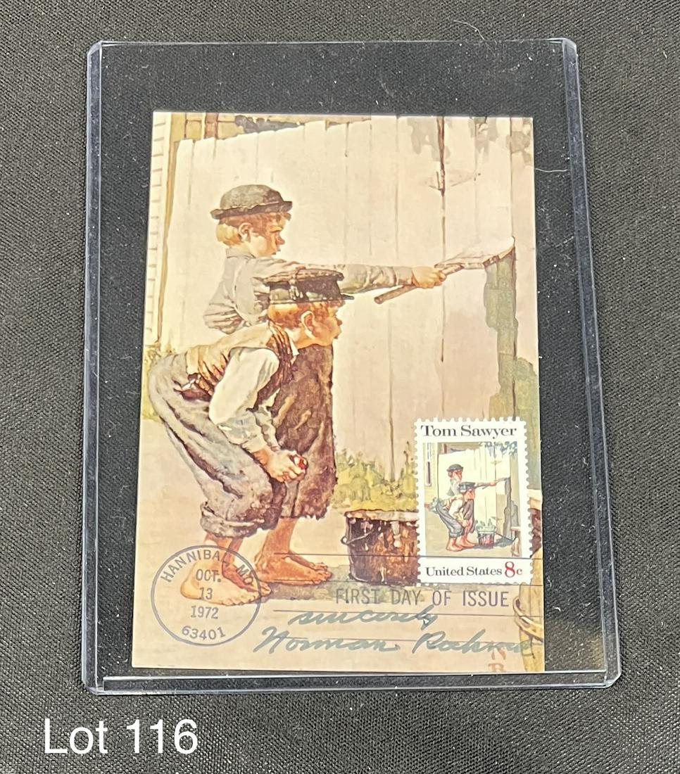 Signed Norman Rockwell Post Card W/ COA (1 of 4)