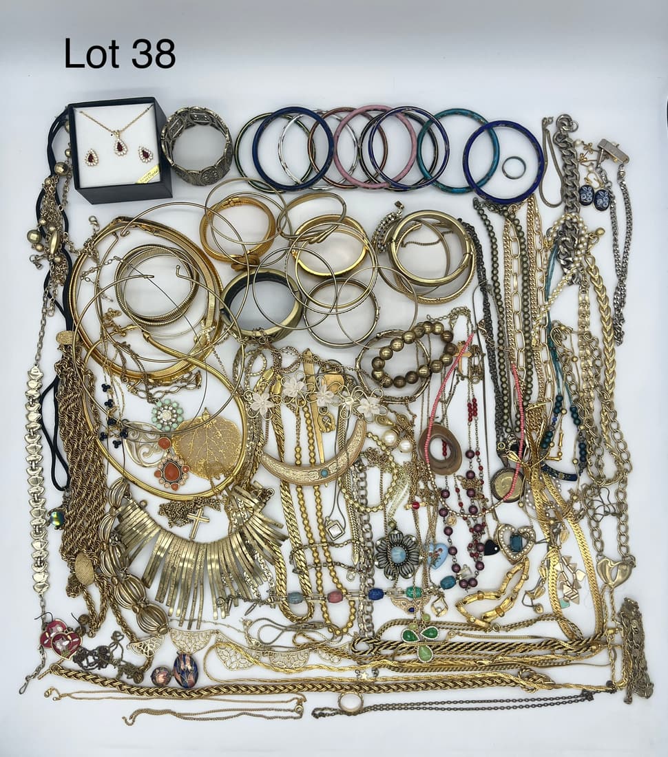 Selection of Gold Tone Costume Jewelry Featuring Enamel (1 of 12)