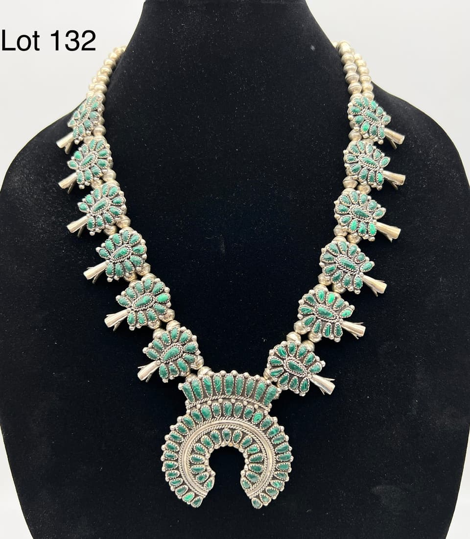 Sterling Silver Squash Blossom Necklace Made by Danny L. Wauneka (1 of 6)