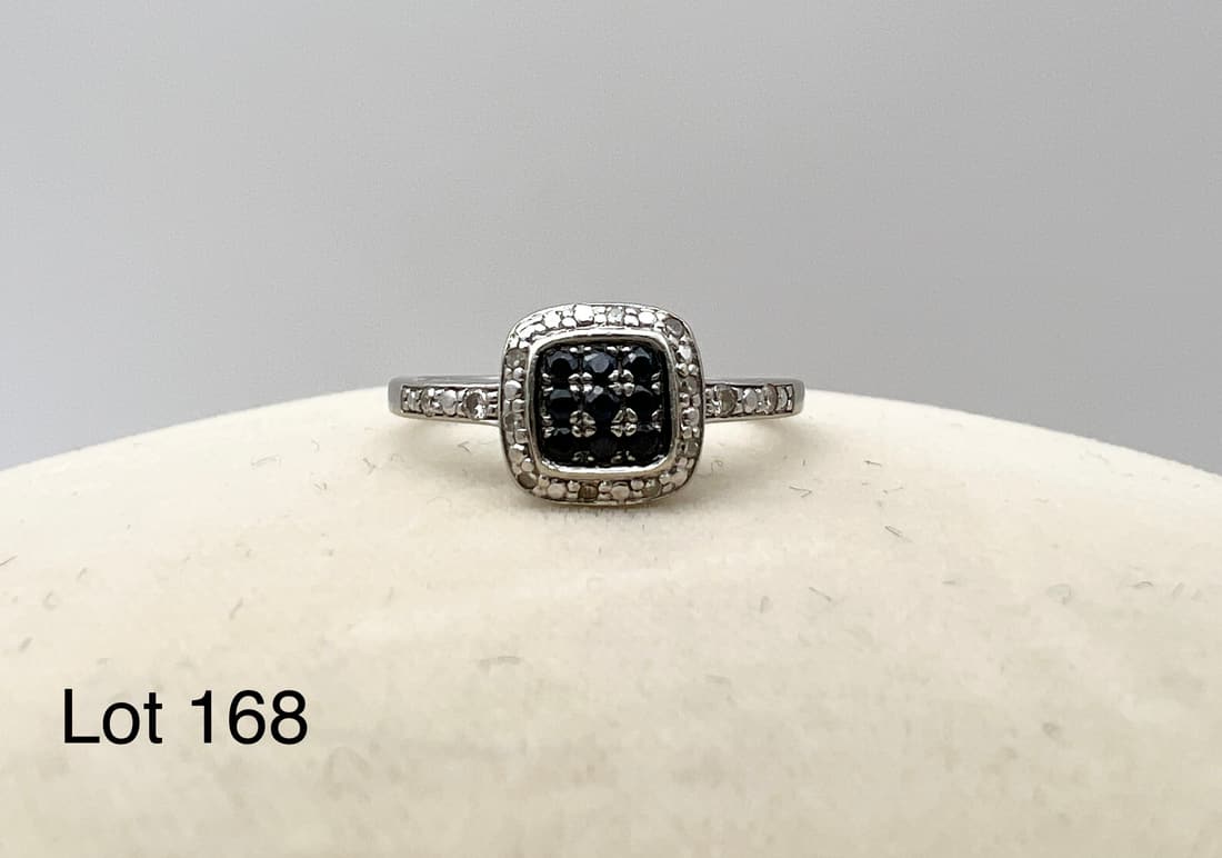 10kt Gold Blue and White Diamond Ring (1 of 5)