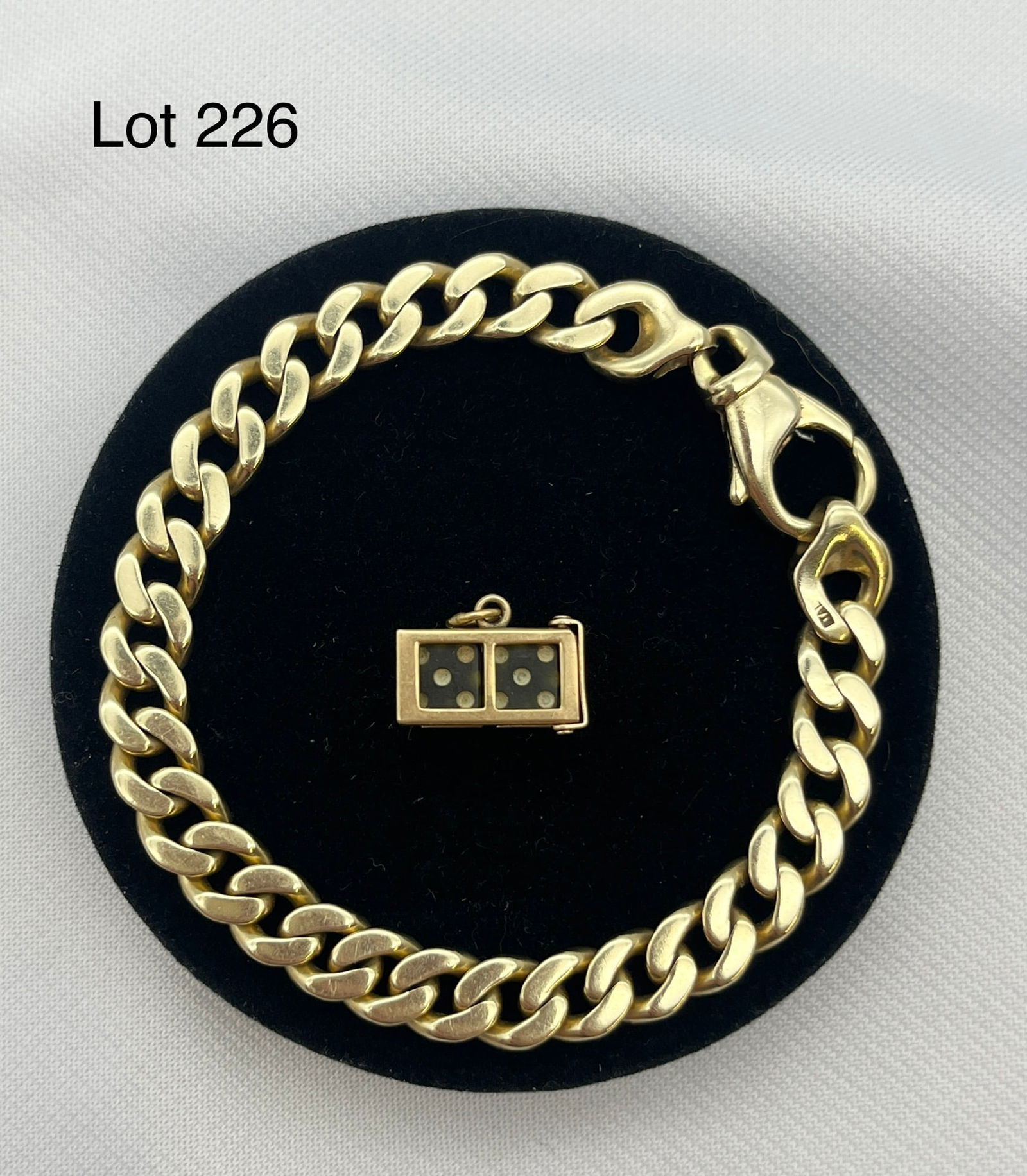 14k Yellow Gold Link Chain Bracelet and Dice Charm (1 of 8)