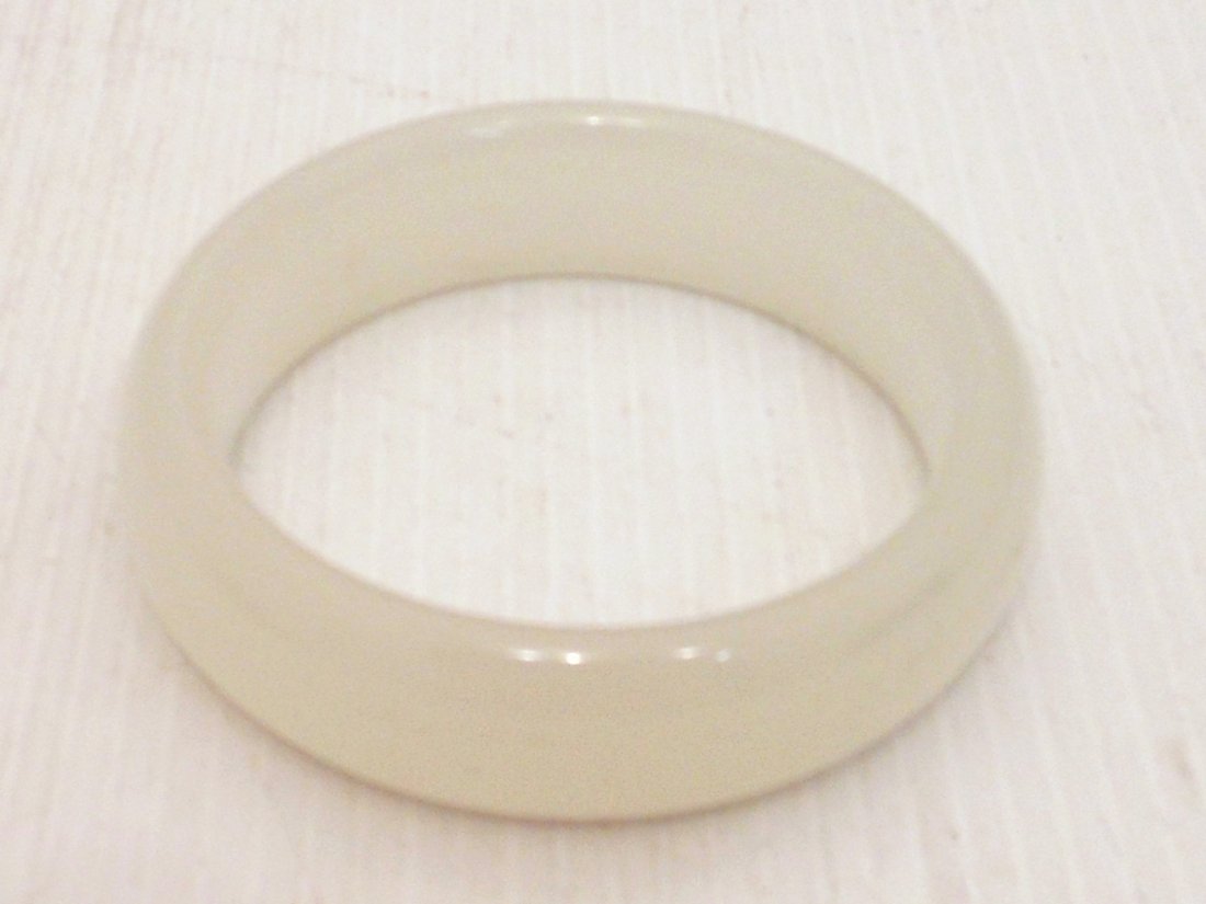 White Jade Bangle with Box: China, 3/4" wide X 5/16" thick X 3" diameter, new white jade bangle in factory box.