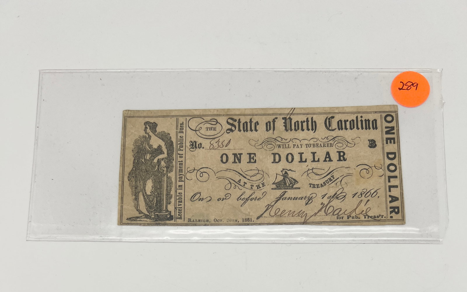 1866 $1 North Carolina Note (1 of 2)