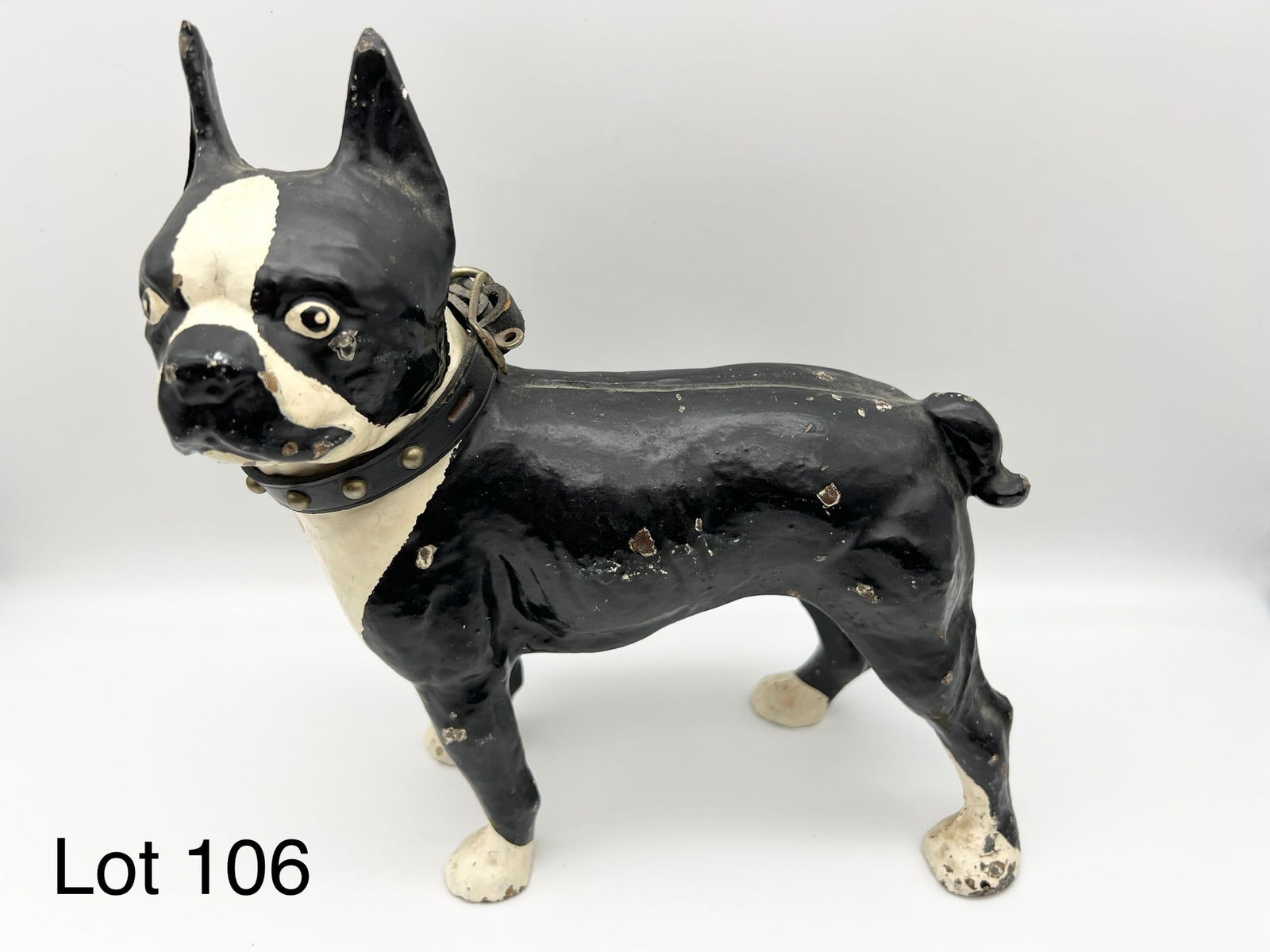 Antique Hubley Cast Iron Left Facing Boston Terrier Door Stop (1 of 5)