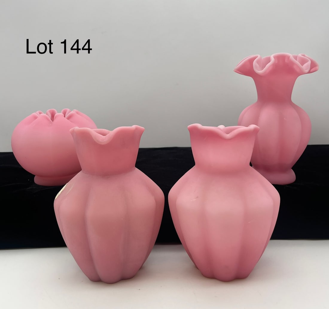 Lot of Fenton Rose Satin Glass Pitchers and Vases (1 of 15)