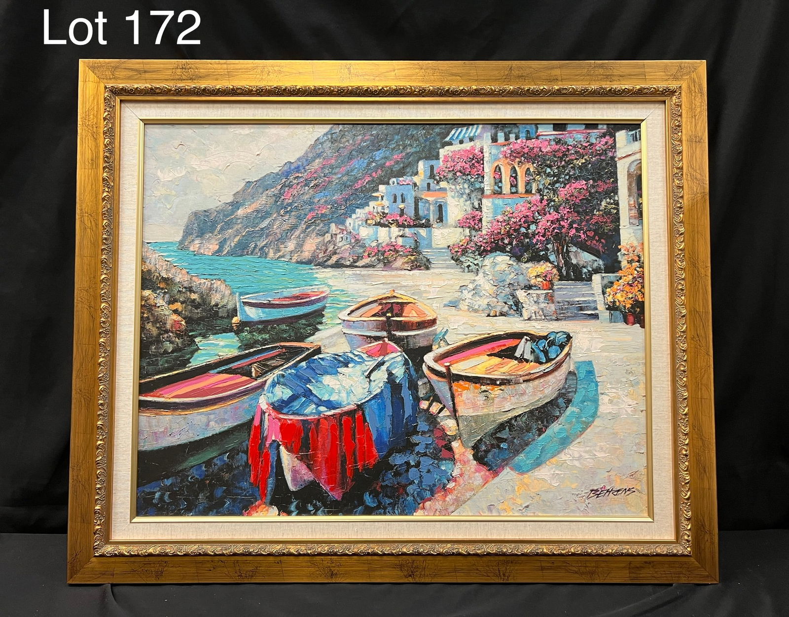 Signed Howard Chesner Behrens (1933-2014) Oil on Canvas of the Amalfi Coast (1 of 8)