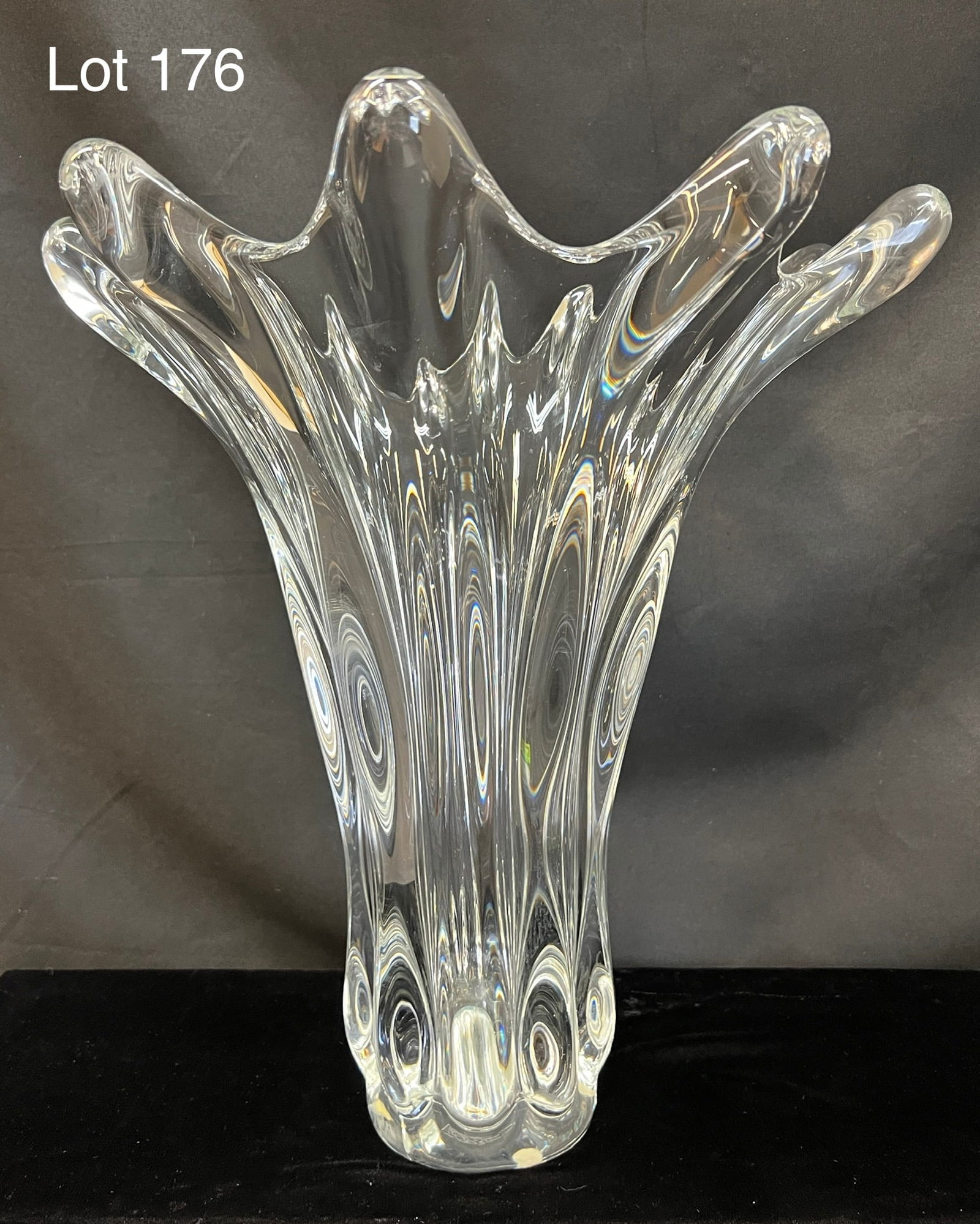 Large Mid Century French Cristallenes De Vannes Crystal Vase (1 of 6)