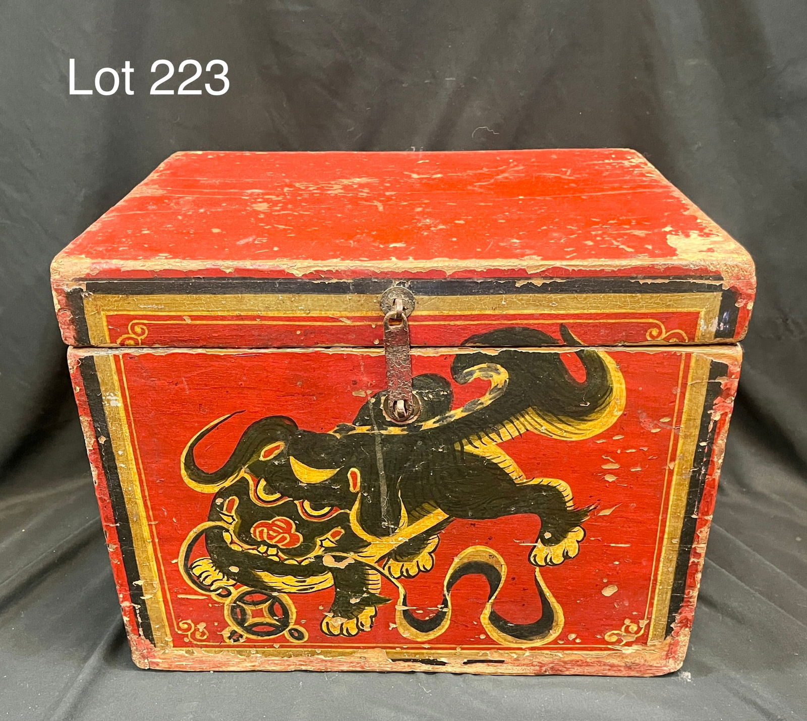 Antique Chinese Wooden Foo Dog Tea Chest (1 of 14)