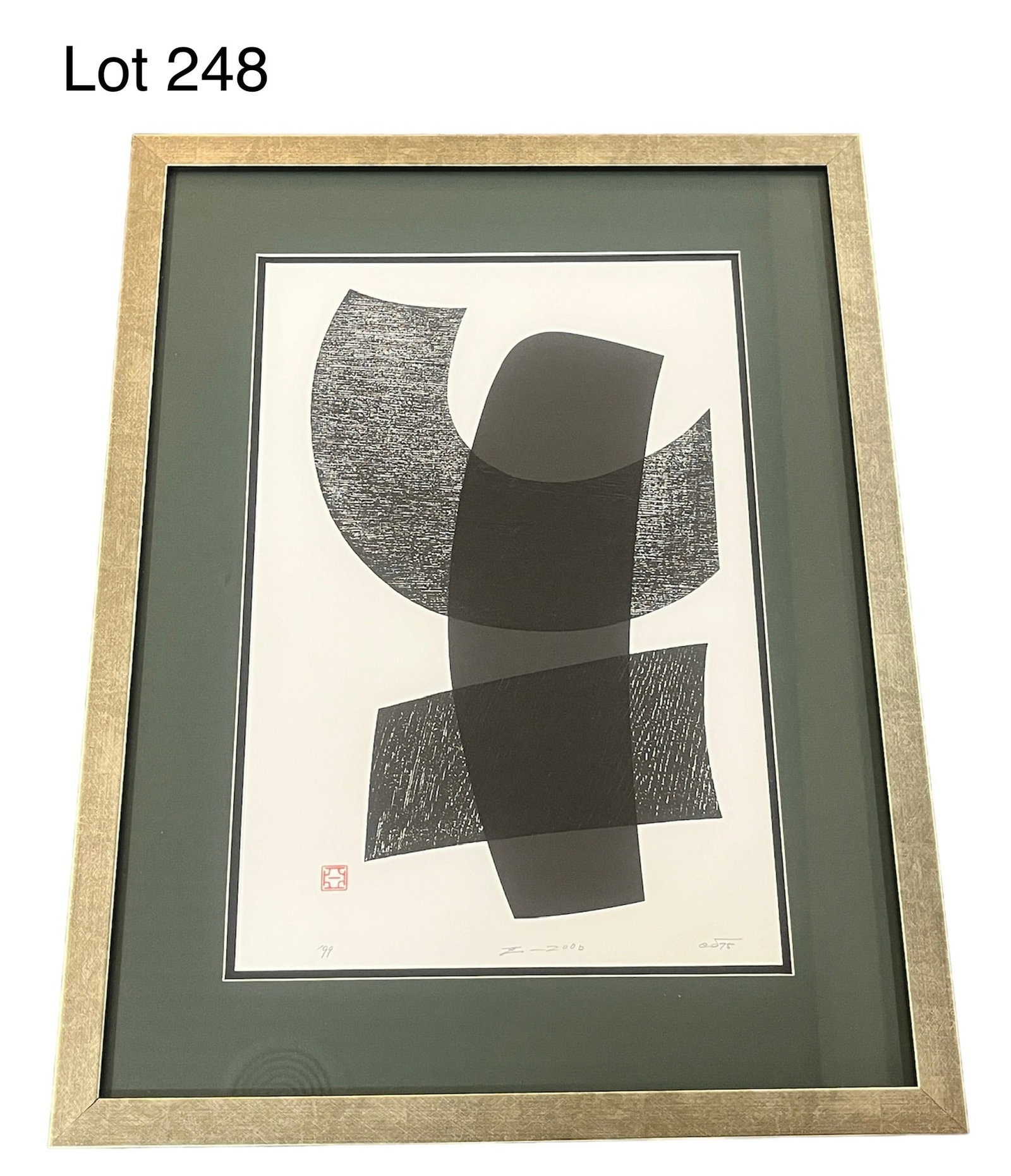 Woodblock Print Titled "Ushi (Ox)" by Haku Maki (1924-2000): A woodblock print titled "Ushi (Ox)" by Haku Maki (1924-2000). Originally printed in the 1960s, this edition was created later in his career, dated 1999 at the bottom left. Also marked "Z-200b" at the