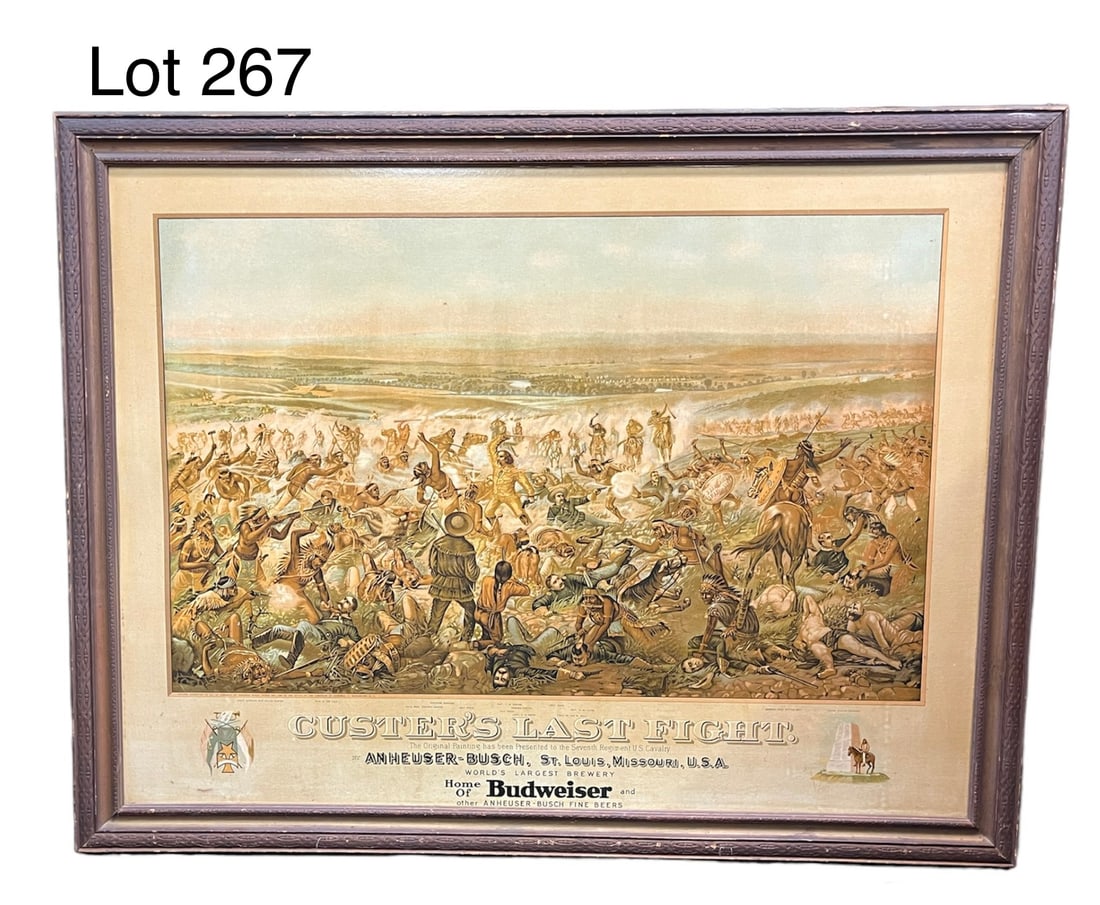 Antique 1896 Budweiser "Custer's Land Stand" Advertisement Lithograph (1 of 15)