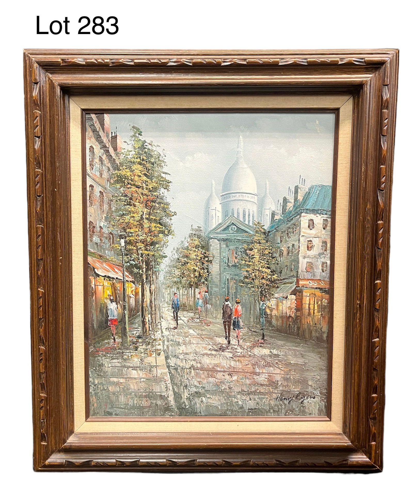Oil on Canvas of Paris Street Scene by Henry Rogers (20th c.) (1 of 8)