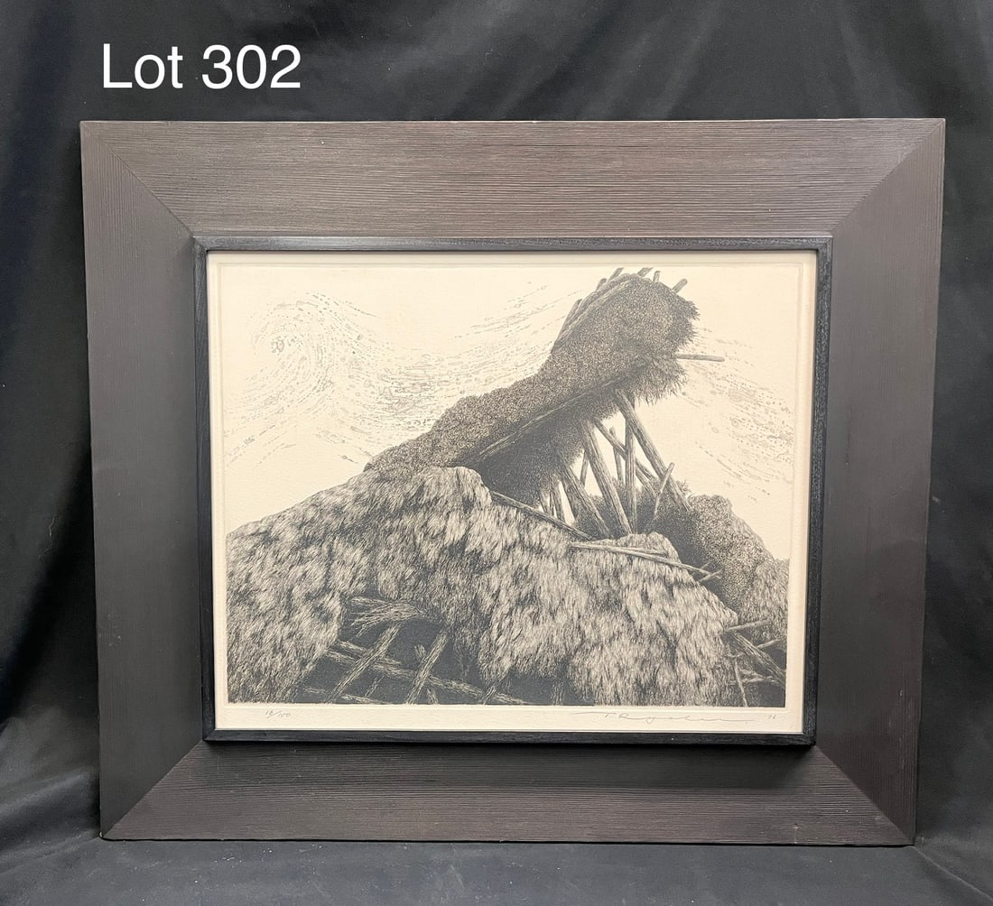 Signed Etching Titled "Wind" by Tanaka Ryohei (1933-2019) (1 of 9)
