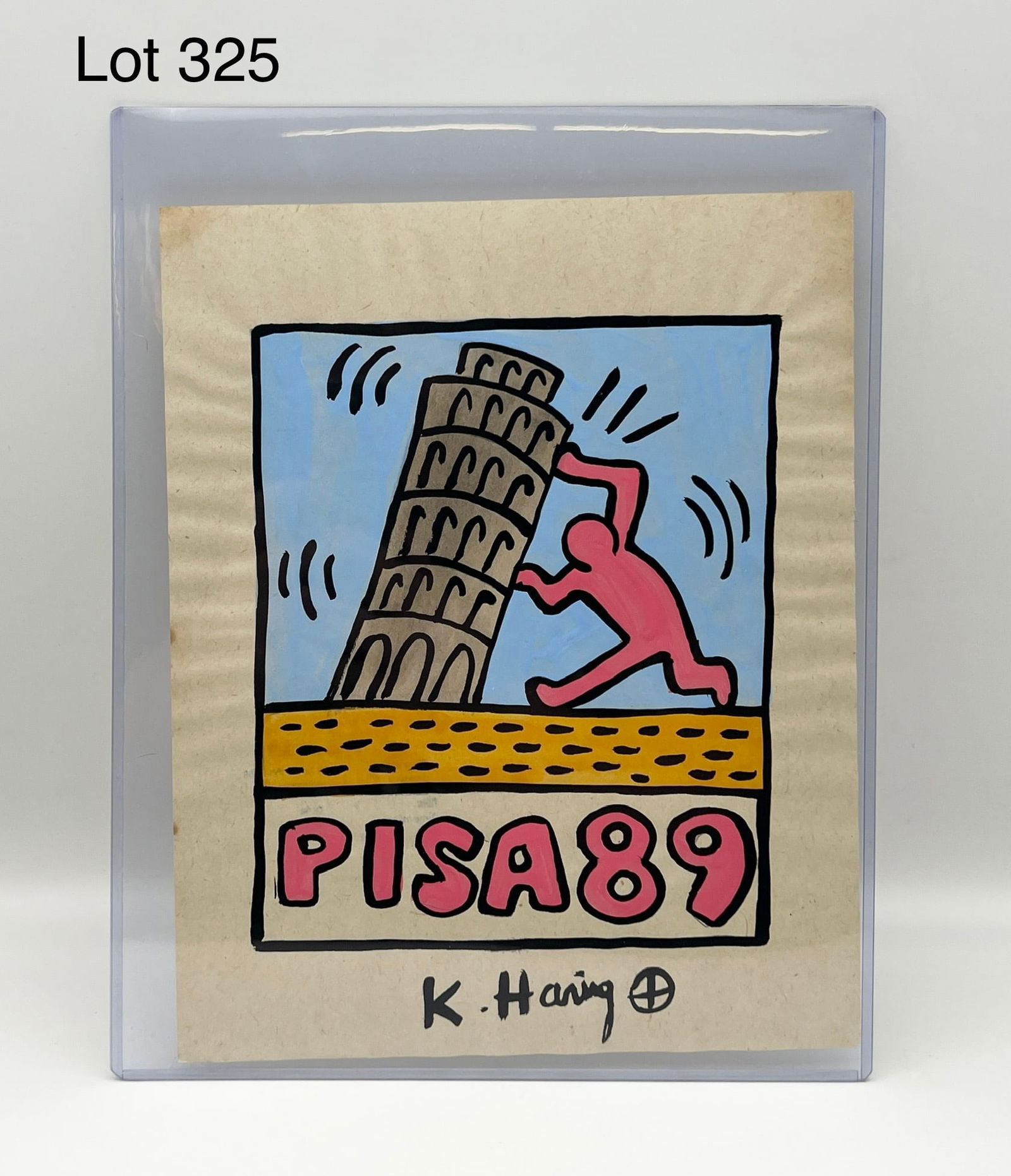 Signed Keith Haring (1958-1990) "PISA 89" Drawing (1 of 7)