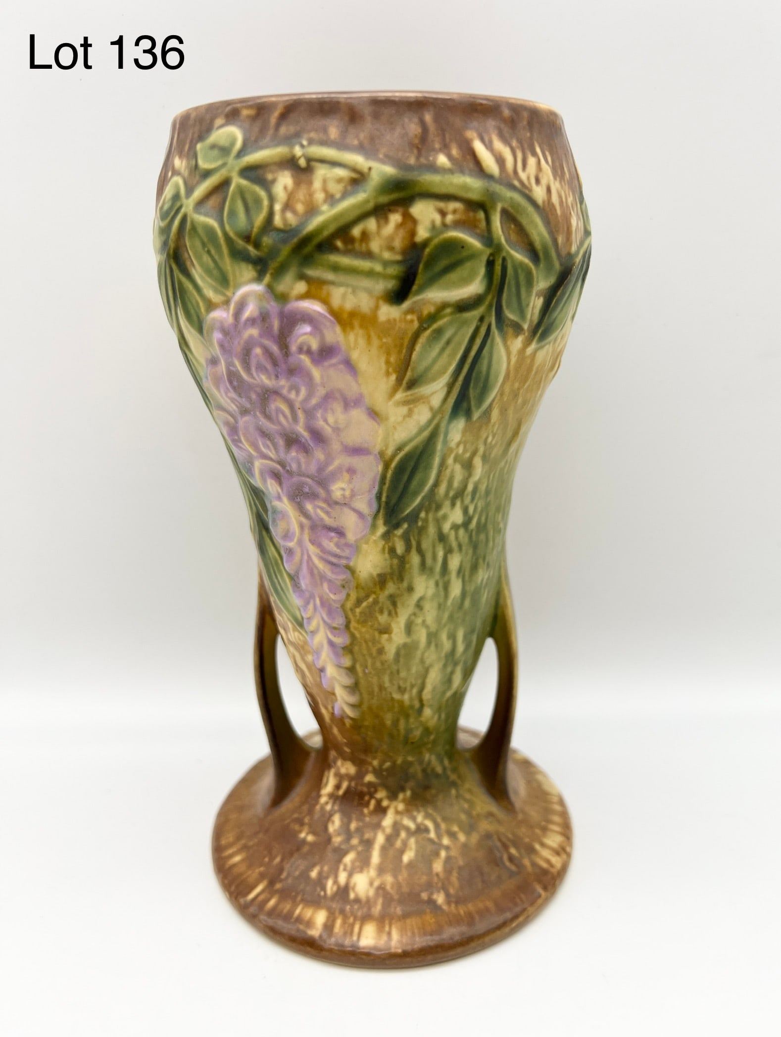 1930s Roseville Wisteria Tan Two Handled Vase #635-8 (1 of 7)