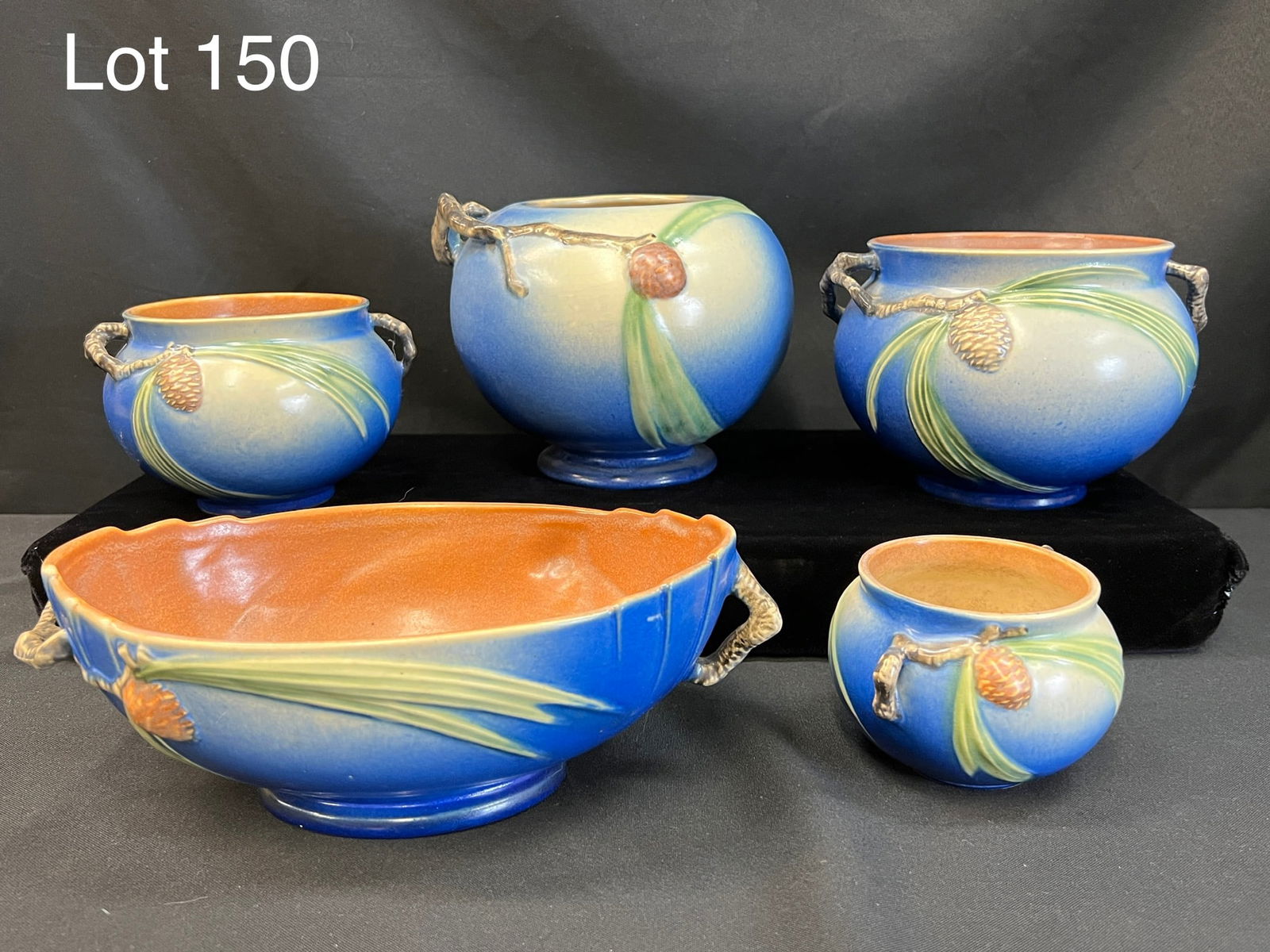 Collection of Roseville Pottery In Blue Pinecone Pattern (1 of 18)