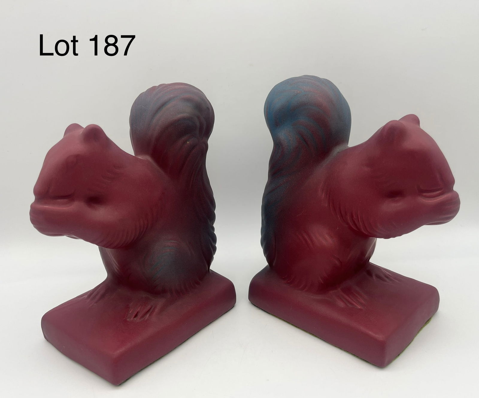 Pair of Van Briggle Mulberry Squirrel Bookends (1 of 10)