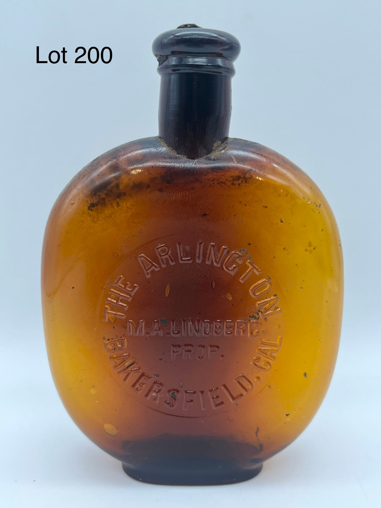 Antique Arlington Pumpkinseed Amber Glass Pint Flask (1 of 9)
