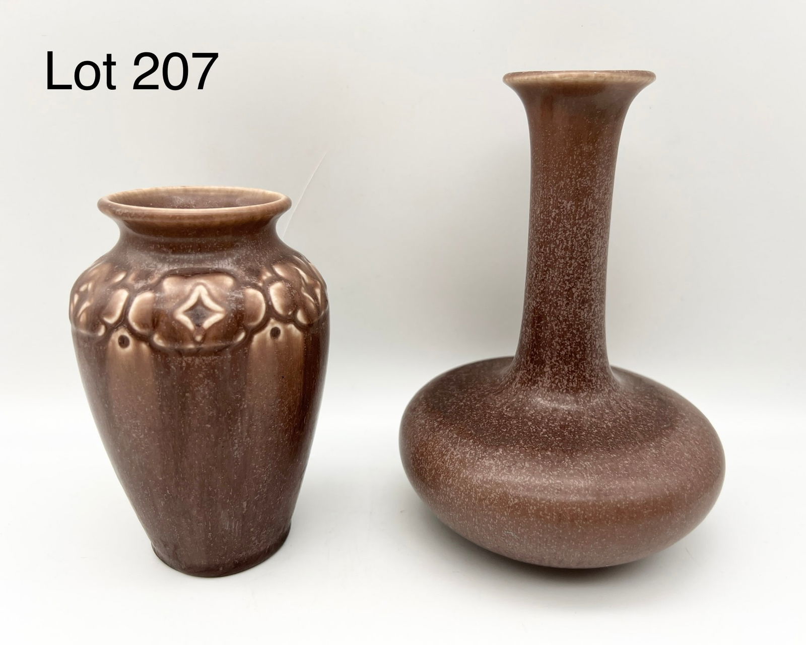 Duo of 1920s Rookwood Plum/Brown Glaze Vases (1 of 12)