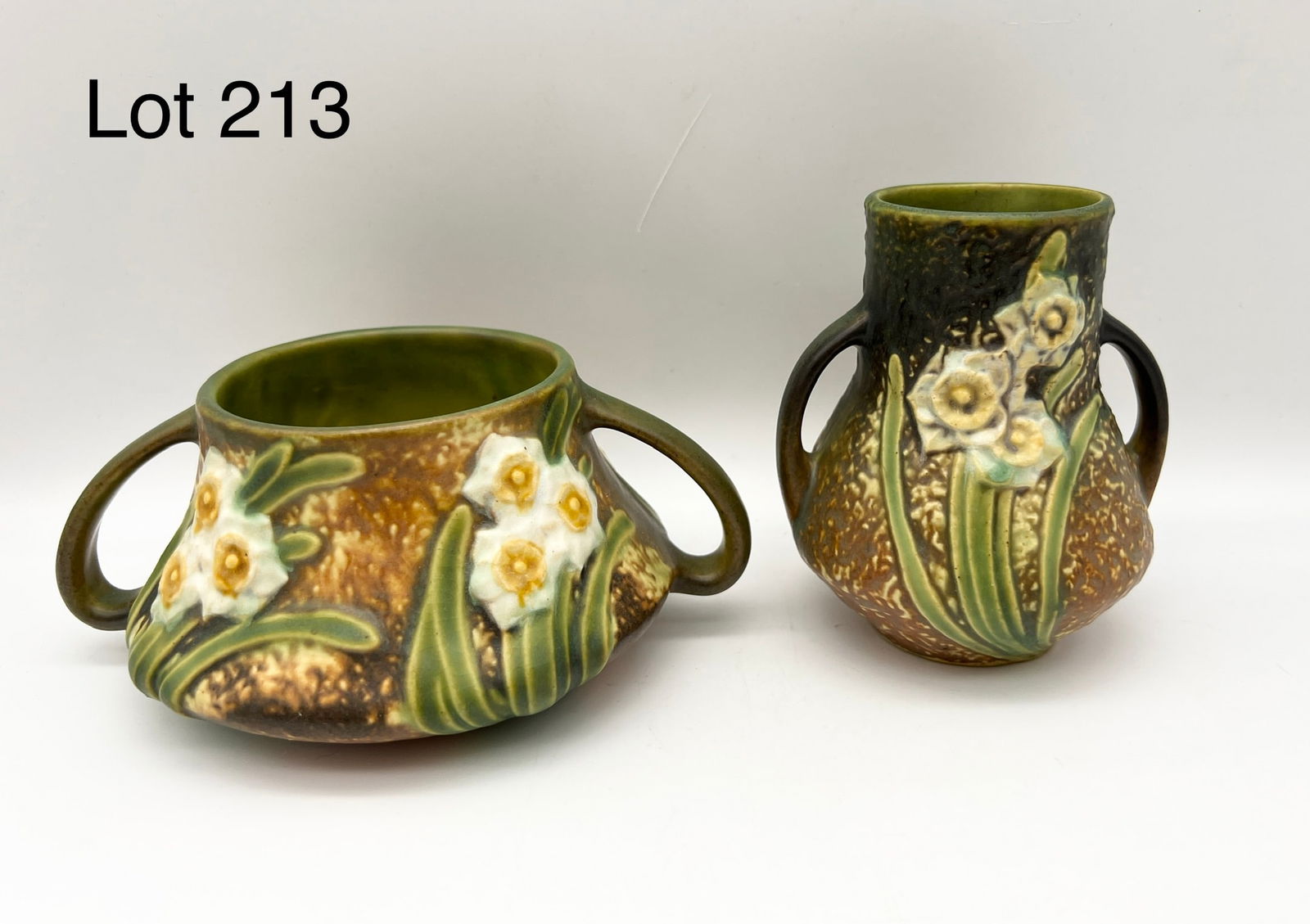 Two Pieces of 1931 Roseville Pottery in Jonquil Pattern (1 of 8)