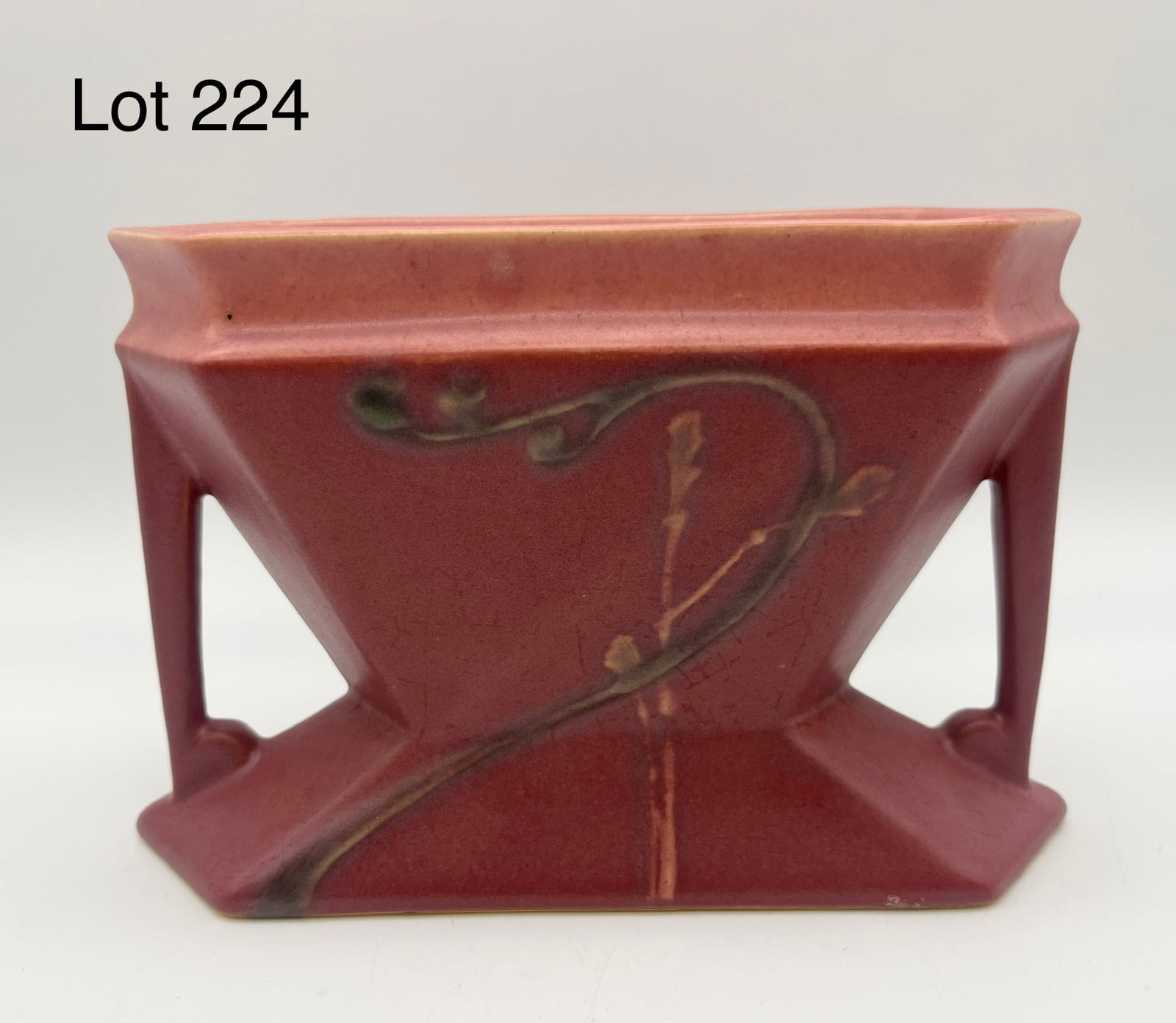 1920s Roseville Futura Pattern Pink Window Vase #85-4 (1 of 7)