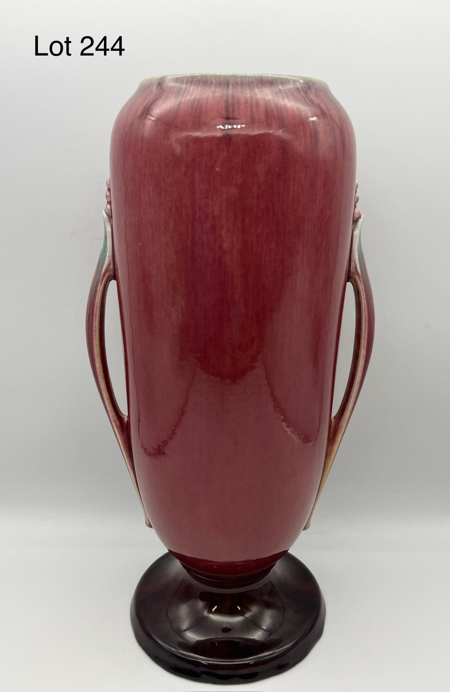 1935 Roseville Orian Pattern Red Vase #743-14 (1 of 8)
