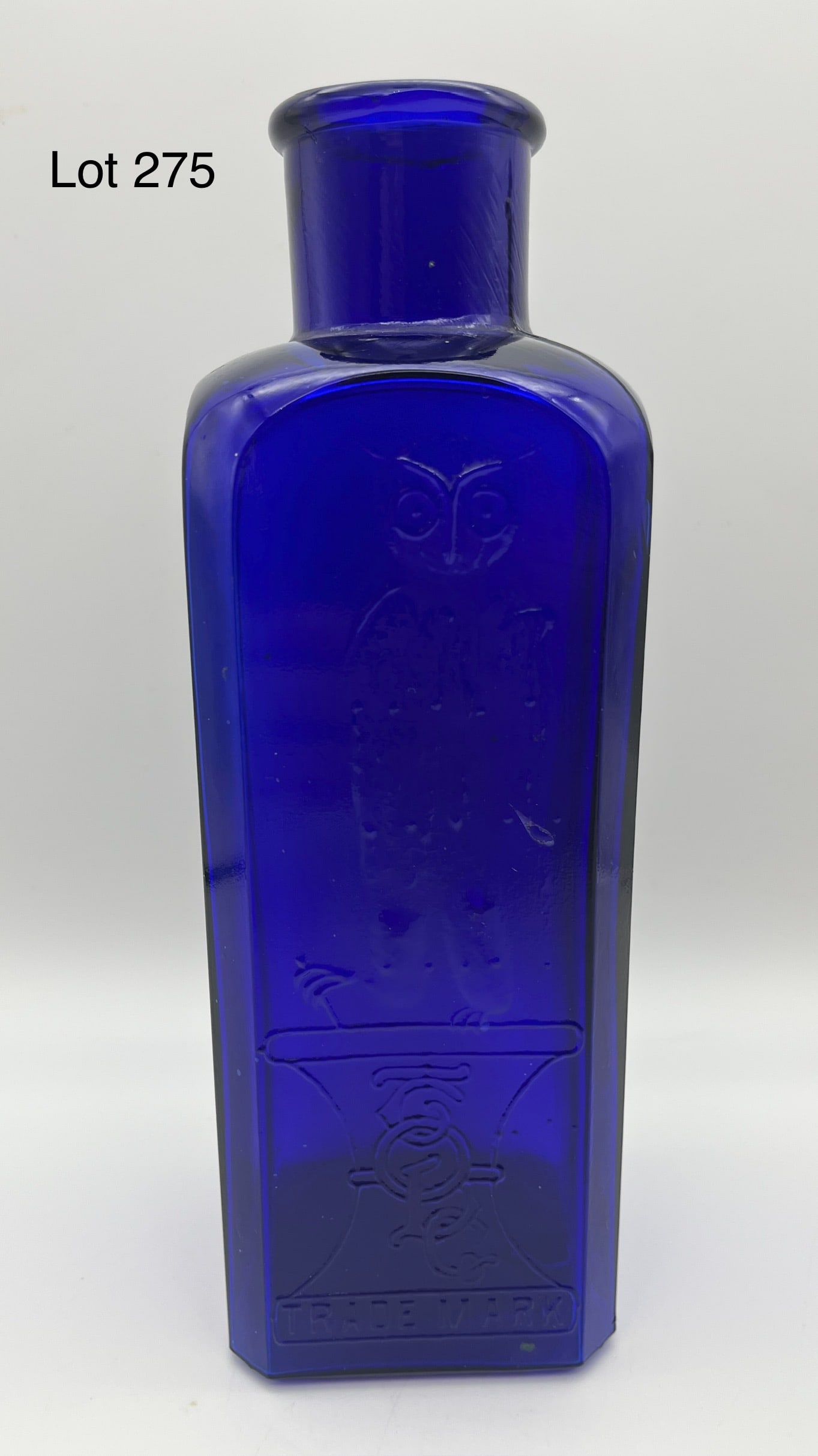Antique Cobalt Blue Owl Drug Co. Glass Bottle (1 of 9)