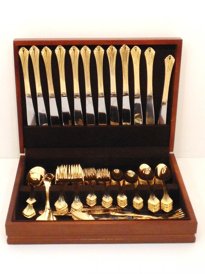 Set of Gold Flatware in a Case