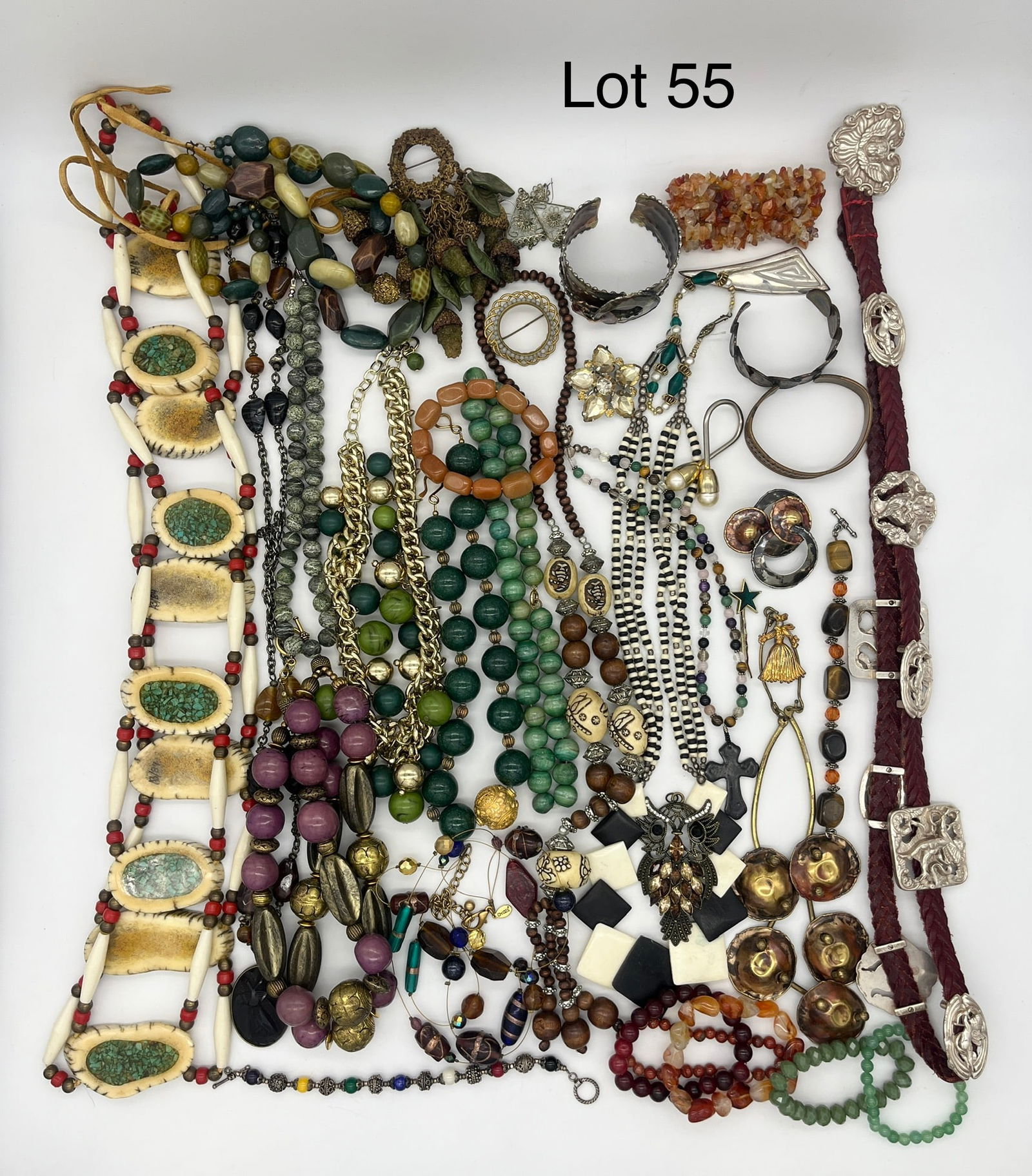 Eclectic Mix of Costume Jewelry and Accessories in Natural Tones (1 of 8)