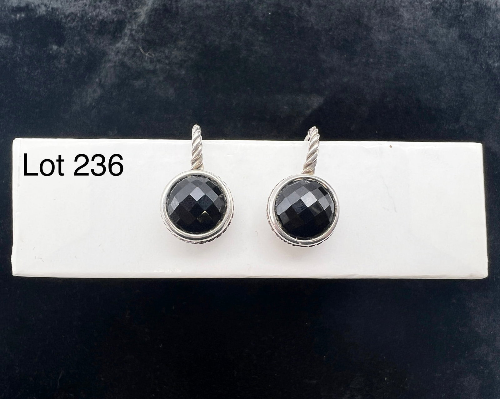 David Yurman Signed Sterling Silver and Onyx Earrings (1 of 3)