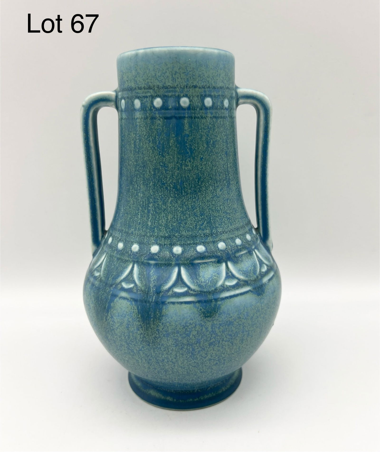 1927 Rookwood Pottery Two Handled Blue Glaze Cabinet Vase (1 of 5)